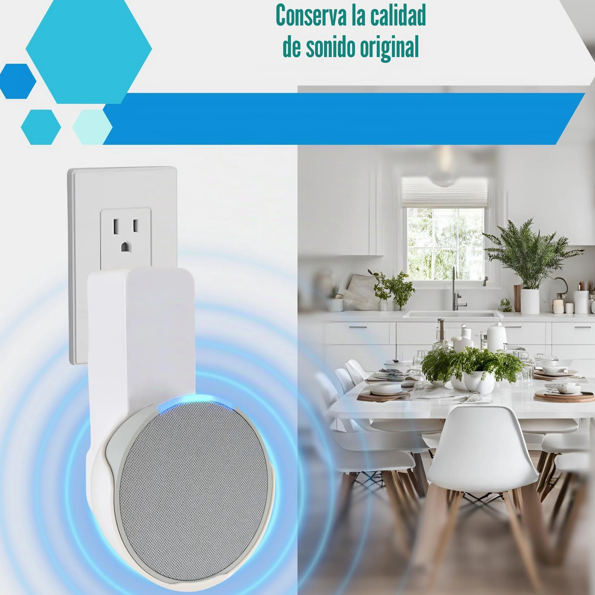 Sintron Soporte de Pared para Echᴏ Pop, Soporte para Altavoz inteligente, Ahorra Espacio, Sin Necesidad de Tornillos, Gestión de Cable Integrada, Diseño Decorativo, Compatible con Google Nest (Blanco)