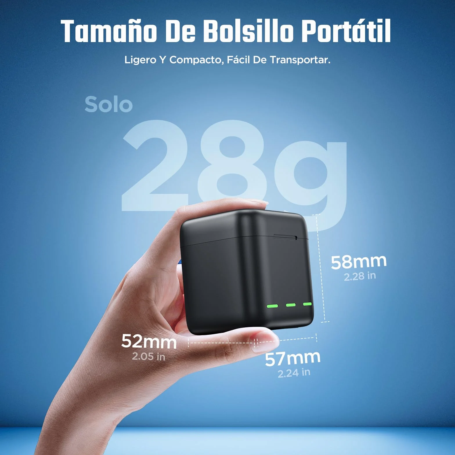 Jeebel Cargador de Batería para GoPro Hero 13 Black — 3-Canales Cargador con Carga Rápida y Cable USB-C — Cargador Compacto Compatible con Batería Original de GoPro Hero 13 Black (Sin Batería)