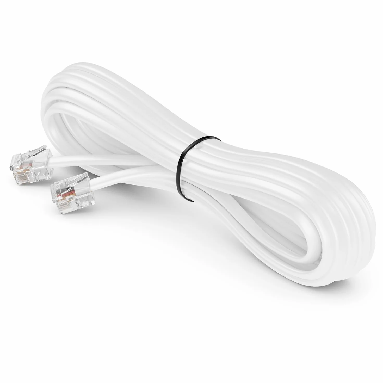 deleyCON 1m RJ11 Modular 6P4C Western Cable Telefónico Plano Blanco