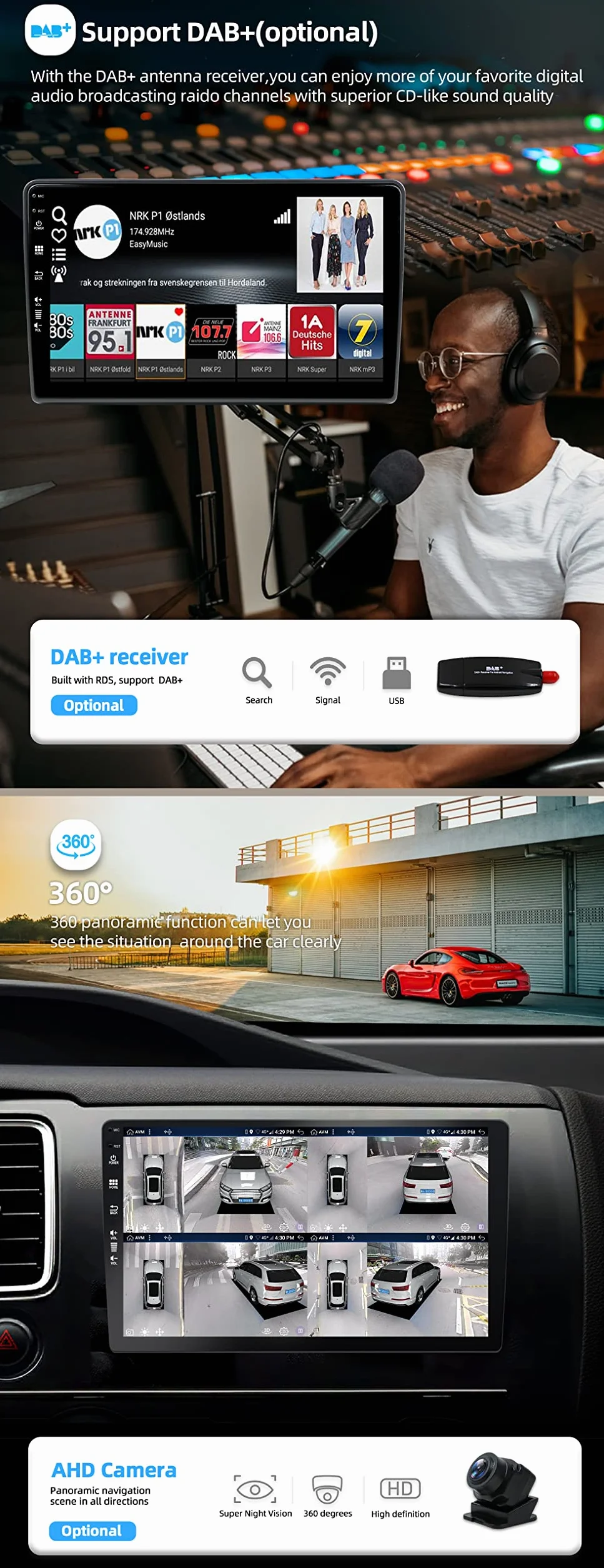 JOYX - 6G+128G - Radio de coche Android 13 IPS para Fiat Ducato/Citroen Jumper/Peugeot Boxer - Inalámbrico CarPlay/Android Auto/DSP - Cámara LED y MIC - 9 pulgadas 2 Din - DAB SWC Fast-Boot 360 Camera
