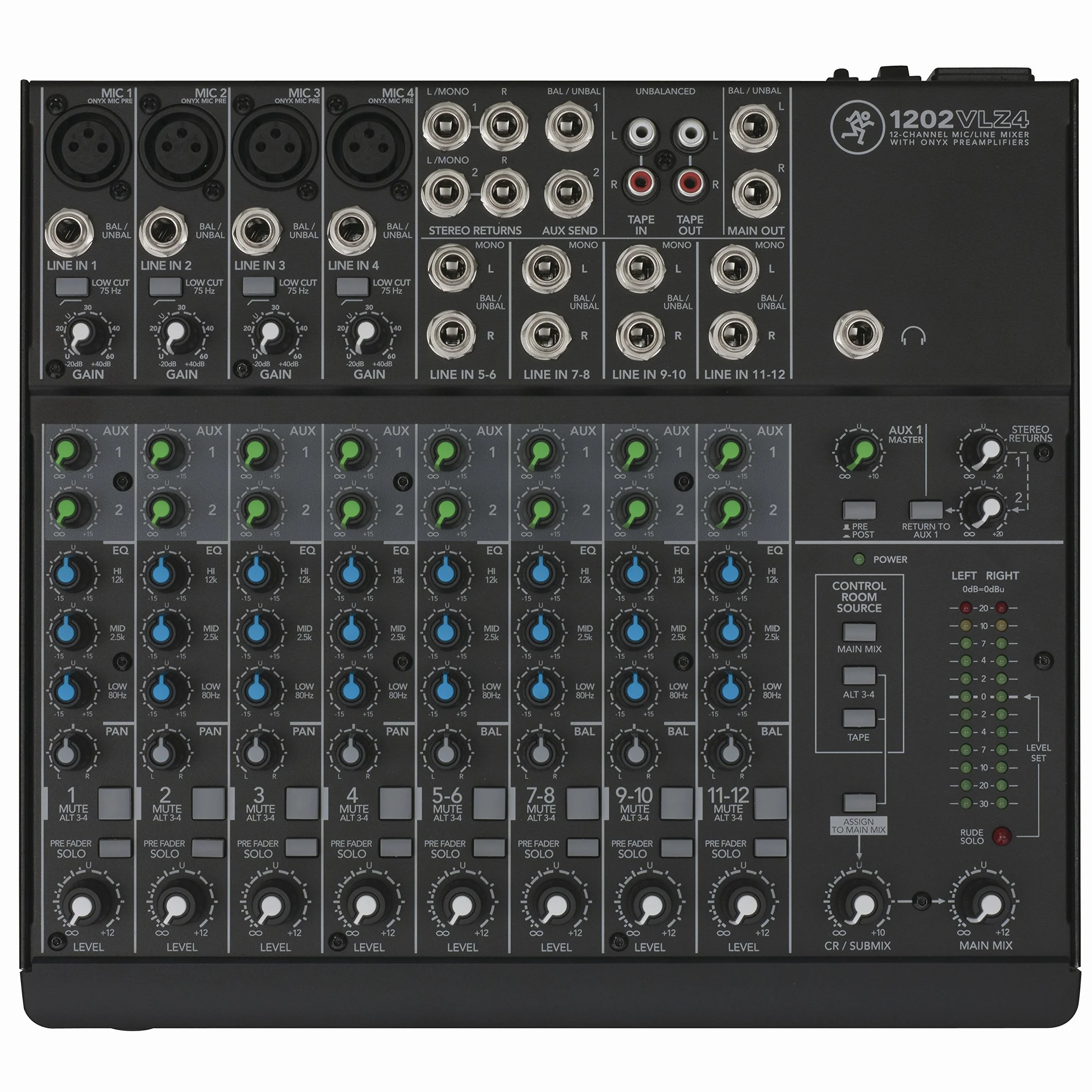 MACKIE 1202VLZ4 Mezclador Compacto Analógico de 12 Canales Con Legendarios Preamplificadores de Micrófono Onyx