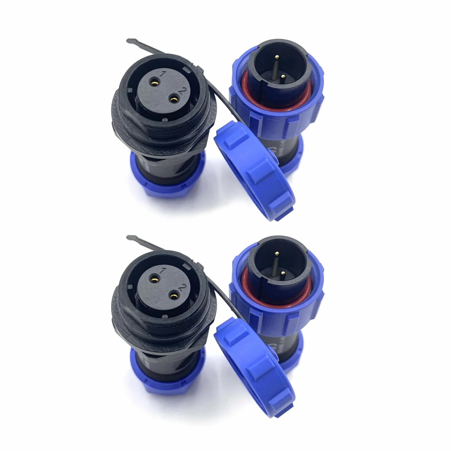 2 conectores SP17 de 2 pines - Conector de aviación macho y hembra - Conector de cable IP68 - 2 pines - para lámparas exteriores - 500 V 10 A