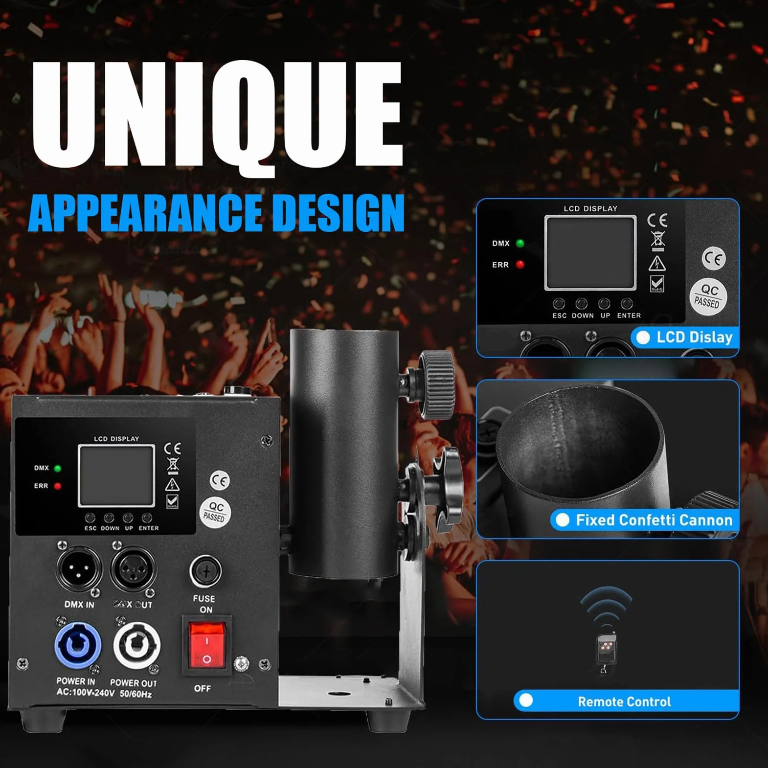 MáQuina De Confeti EléCtrica Profesional, CañóN De Confeti Digital Con Control Dmx Y Mando A Distancia Para Fiestas, Discotecas, Bodas, Escenarios, Conciertos Y Navidad