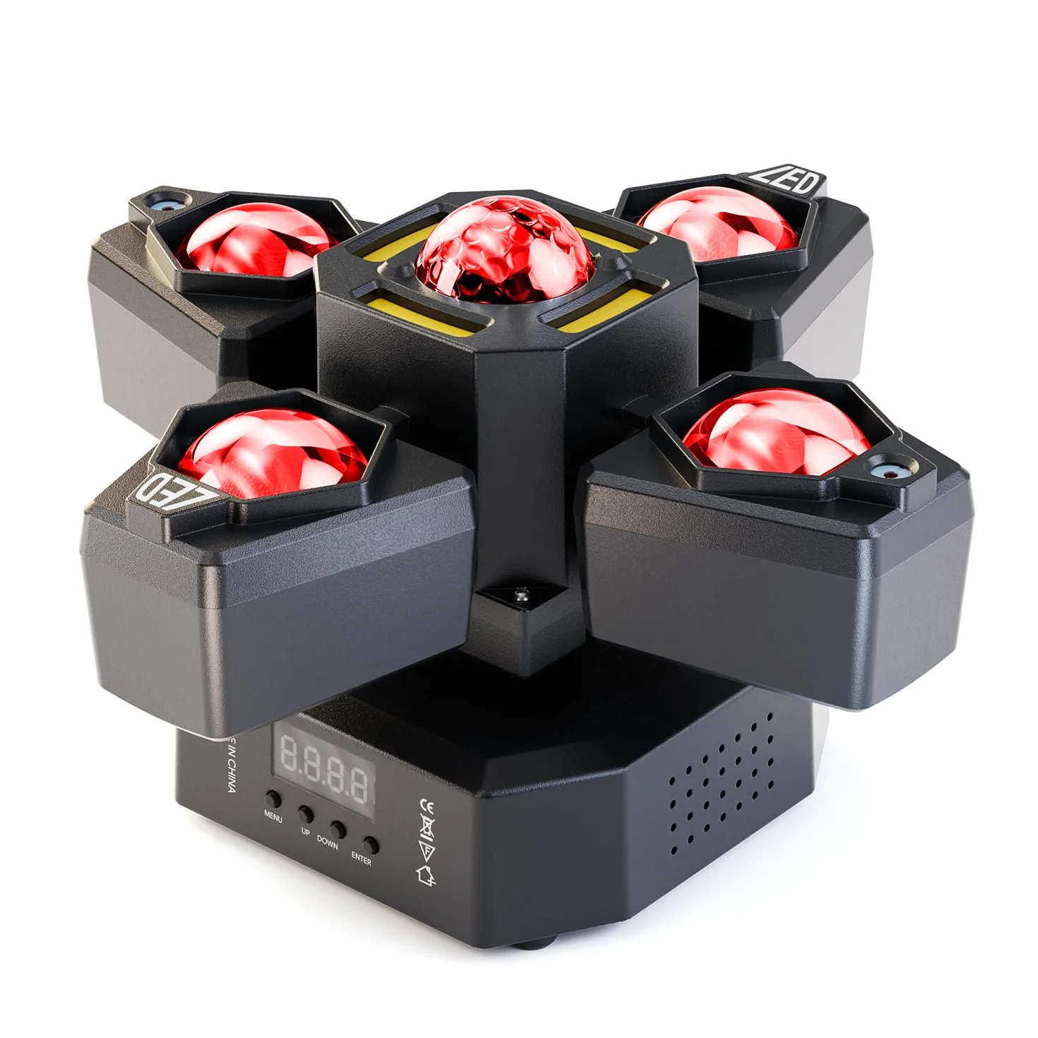 1PCS 70W Cabeza Móvil Beam Luces de Escenario con Control Remoto,Foco LED RGBW 4 Brazos con Bola,Luces Discoteca Mini Moving Head DMX512 Efecto Estroboscópico para Fiesta DJ Bar Halloween