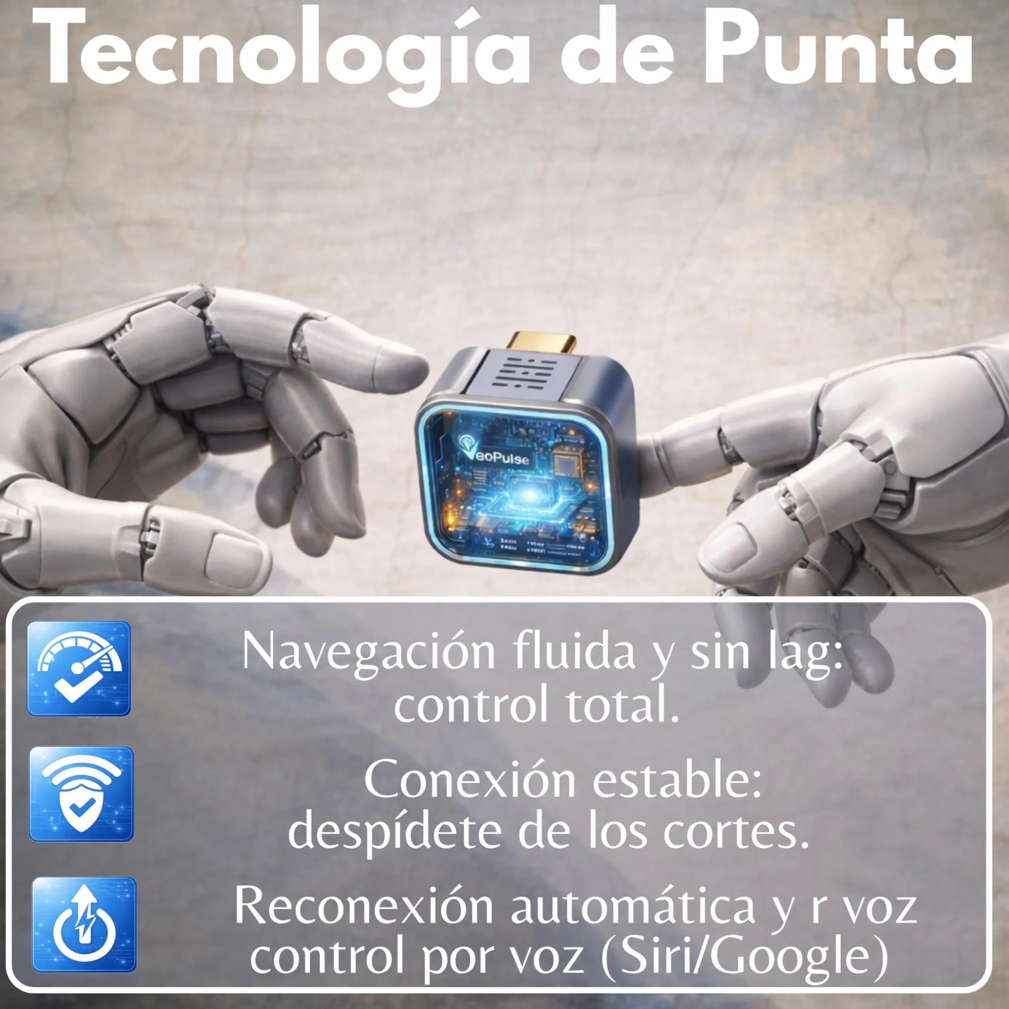 C-Pro USB-C Adaptador Inalámbrico CarPlay & Android Auto – Memoria Dual (Ideal Parejas) – Carcasa de Zinc Anti-Calentamiento – Conexión Directa y Estable