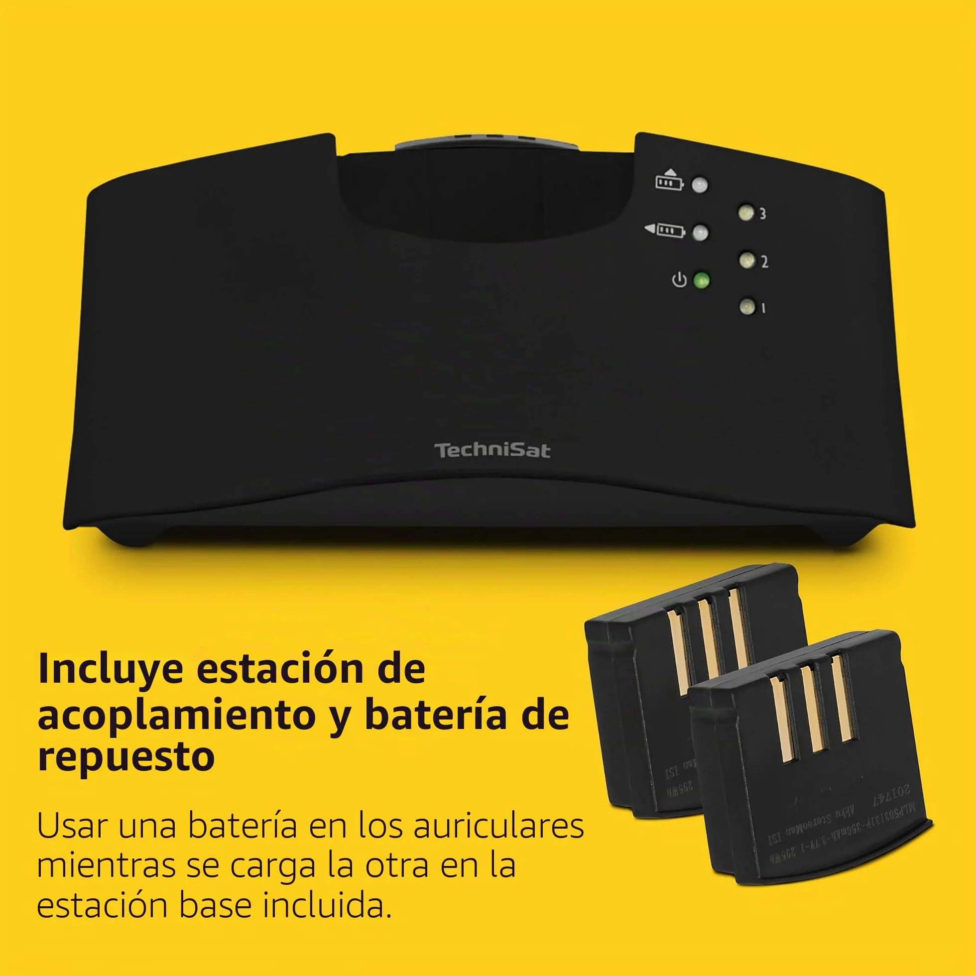 TechniSat STEREOMAN ISI 3 - Auriculares inalámbricos estéreo para televisores y Equipos de música con Base de Carga, Color Negro