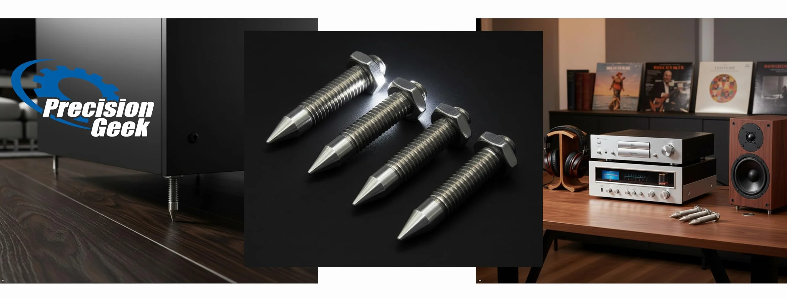 PrecisonGeek Acero Negro M8 45mm Picos/Spikes de Altavoces para HiFi Altavoces de Audio (Conjunto de Cuatro)