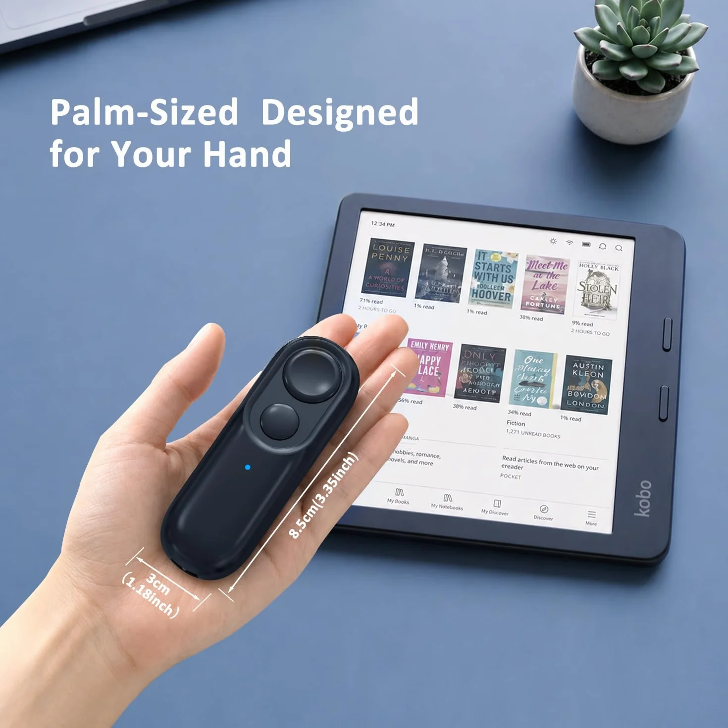 Pasapáginas Bluetooth Negro Mando a Distancia para Kobo Clara 2E/BW/Colour Libra 2/Colour Sage