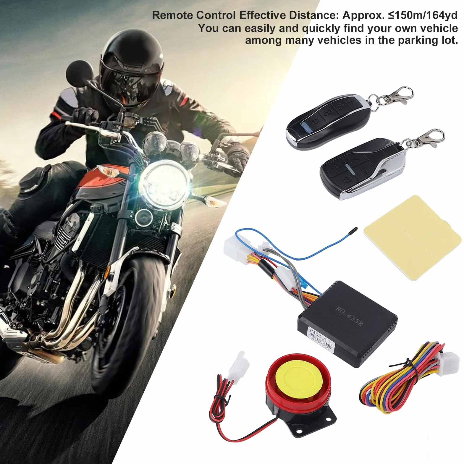 Sistema de Alarma antirrobo para Motocicleta, Kit de Sistema de Alarma antirrobo Universal para Motocicleta de 12 V con Control Remoto unidireccional Impermeable para Moto Scooter