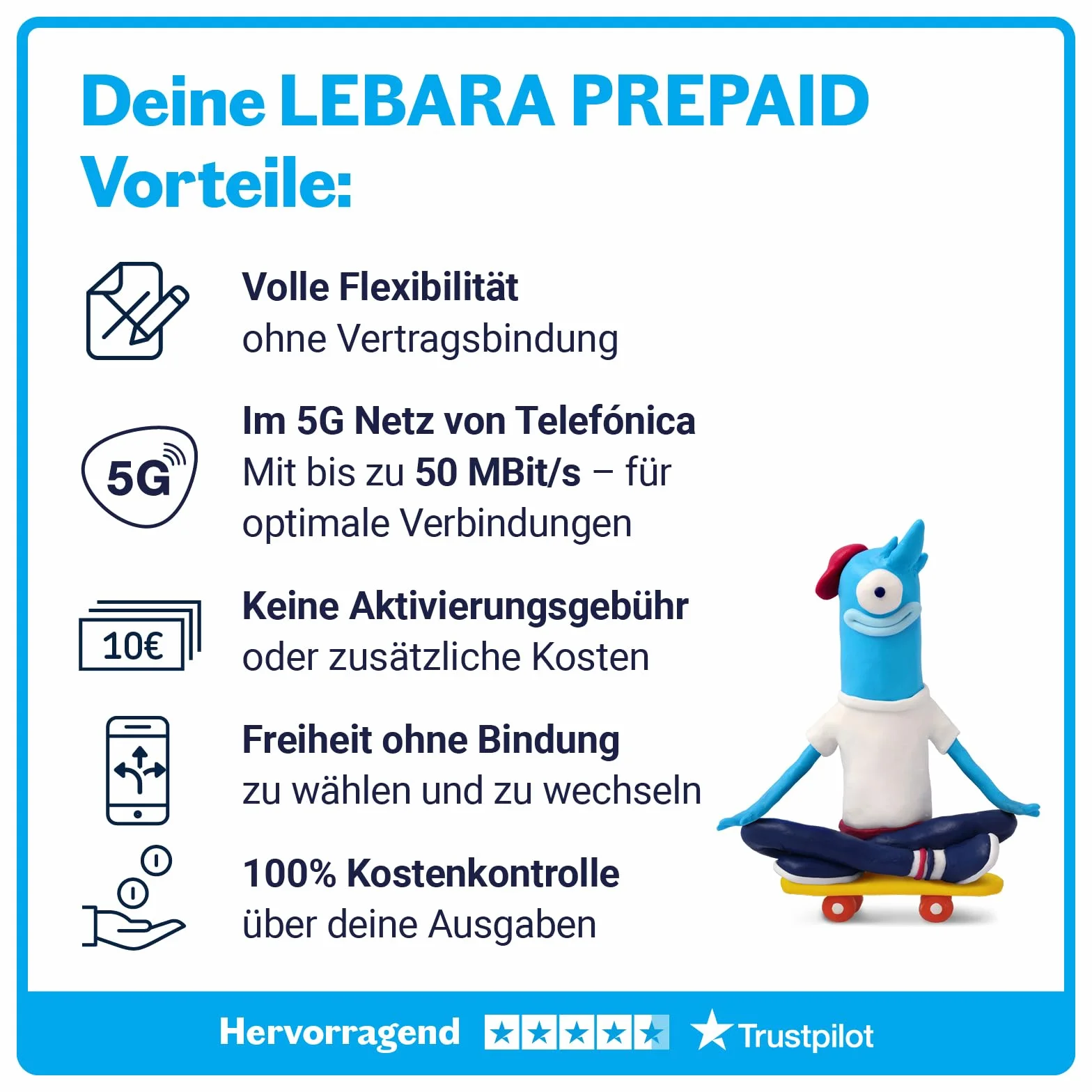 Lebara Tarjeta SIM prepaga 10 € crédito inicial sin contrato