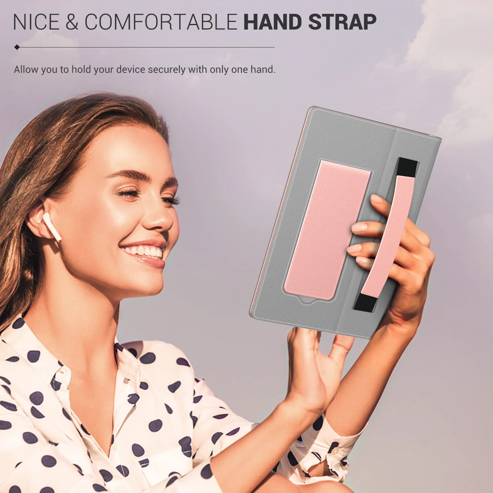 Funda Universal MoKo para Kindle eReaders Fire 6, 6.8, 7 Pulgadas, Piel Sintética, Correa de Mano, Soporte, Rosa