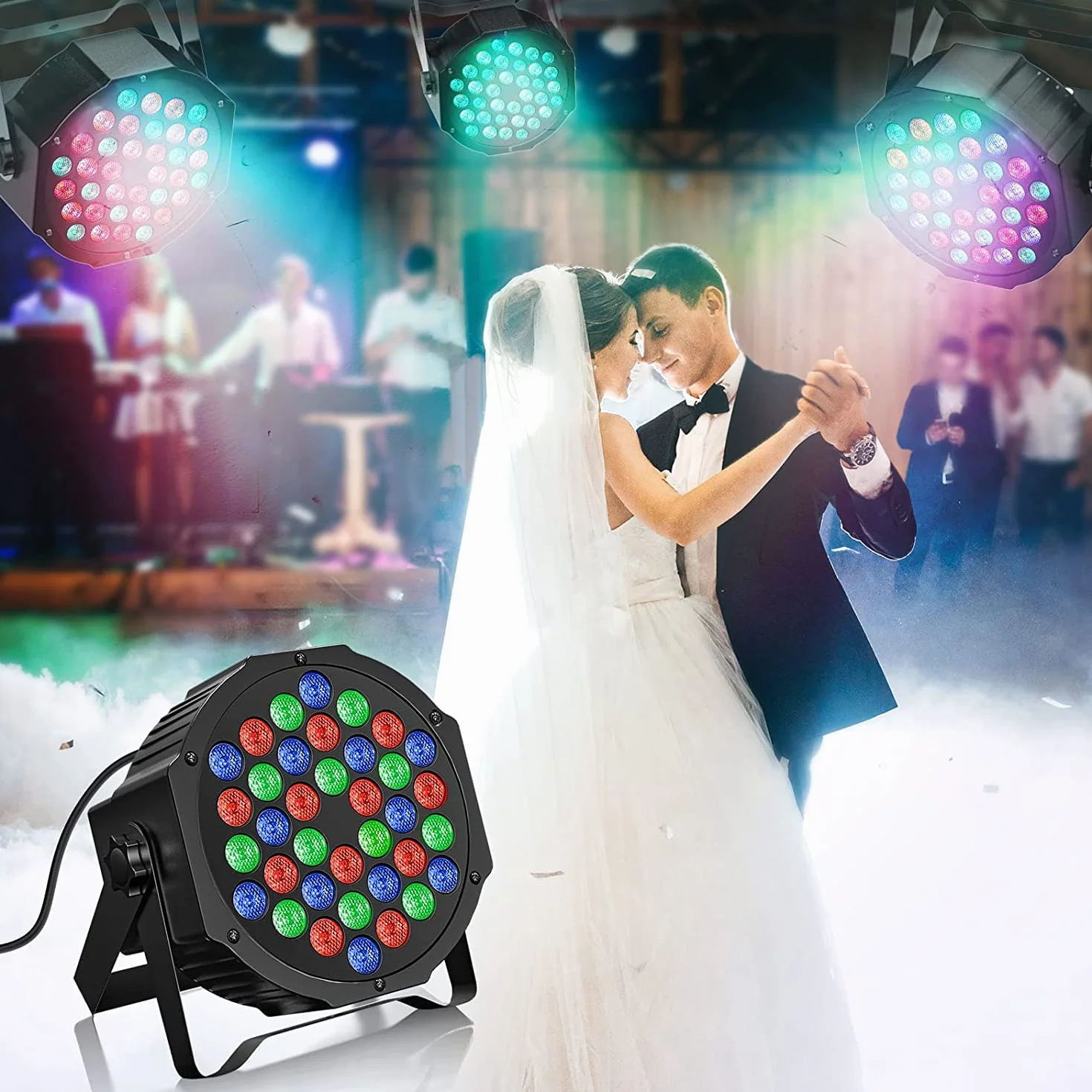 U`King 4PCS Par LED Recargable con Bolsa, RGB 36 LED Focos Luces Escenario con Control Remoto y Función de Temporización, 7 Modos de Iluminación de Escenario y Control DMX para DJ Discoteca Party