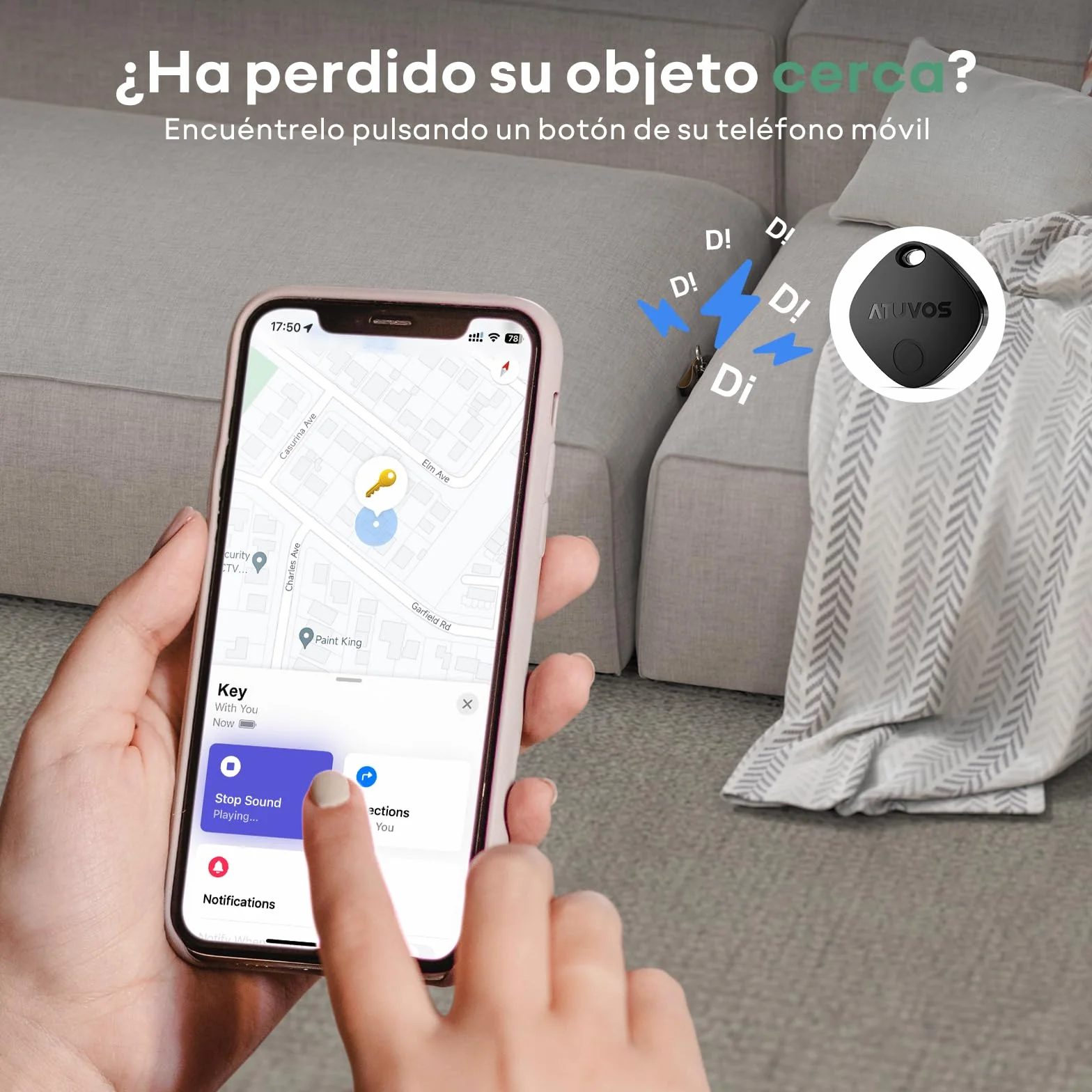 ATUVOS Air Tag Smart Tracker 4 Pack Negro, Buscador de Objetos Bluetooth, Localizador para Llaves, Maletas, Batería Reemplazable