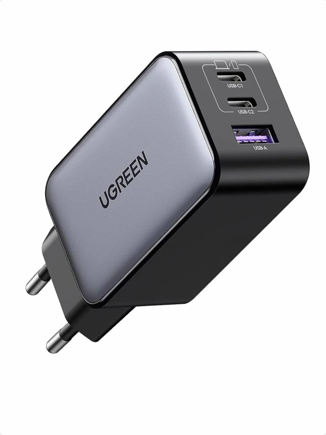 UGREEN Nexode 65W Cargador USB C 3 Puertos Carga Rápida Tipo C Gris
