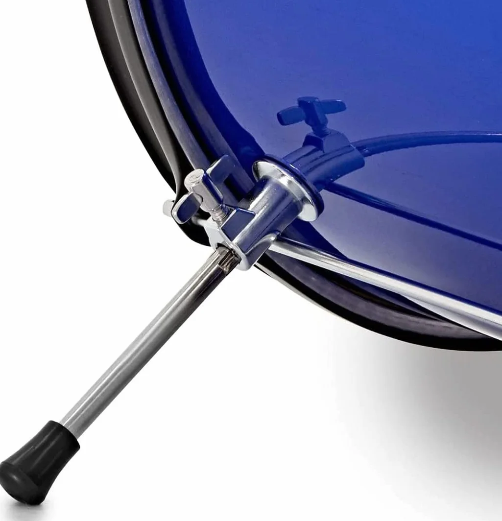 ROCKSTAR MUSIC - Batería Infantil de Madera para Jóvenes Músicos - Kit Completo de Percusión, Calidad Sonora Excepcional, Diseño Ergonómico - Incluye Asiento, Pedal de Bombo, Baquetas, Azul metalizado