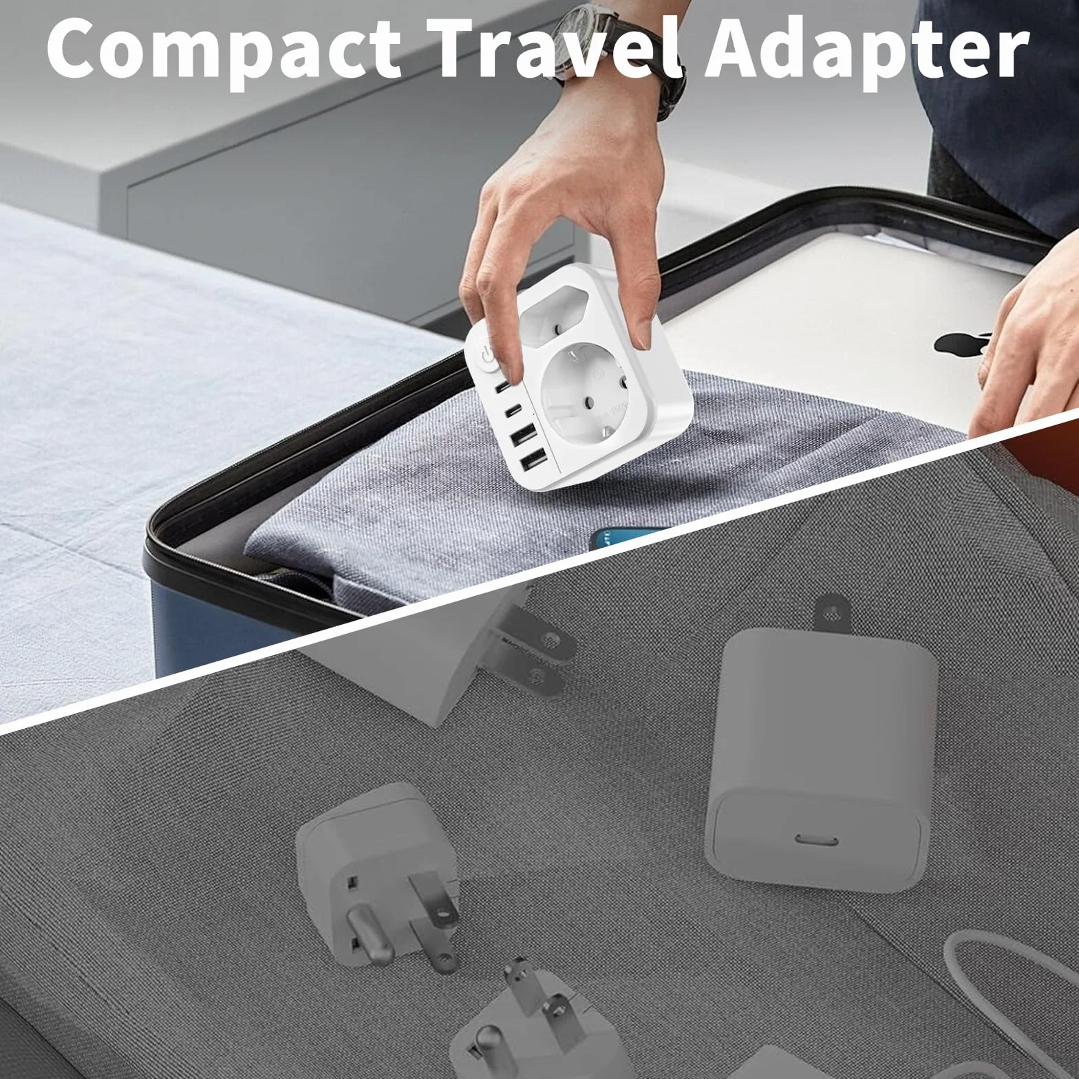 Adaptador Enchufe Japon 2500W 6 en 1 Tipo A 2 USB A 2 USB C Viaje Español a Japones América México Canadá Tailandia
