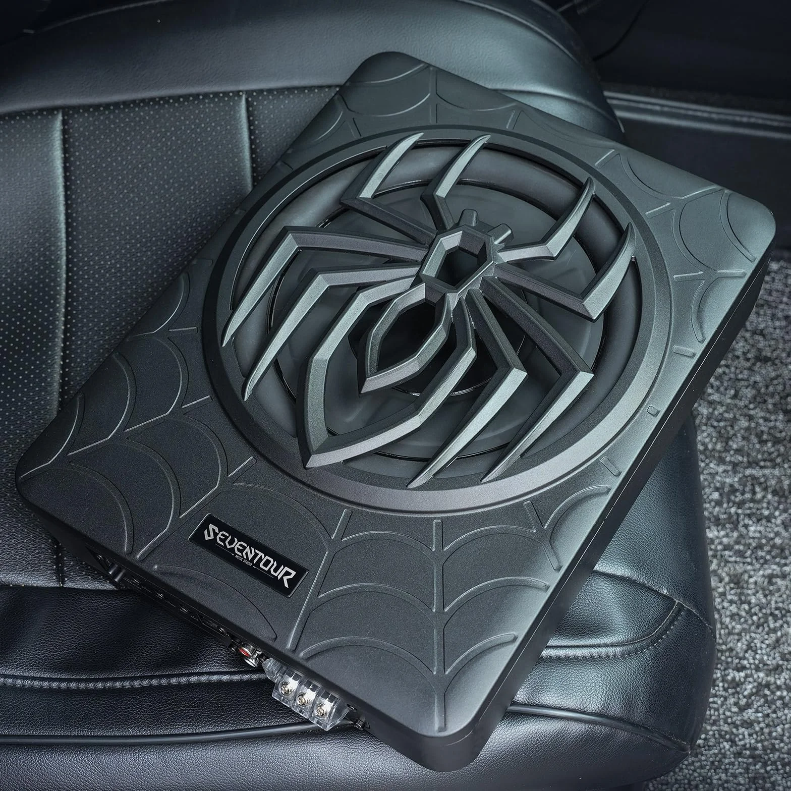 Seventour Subwoofer delgado para debajo del asiento de 10 pulgadas y 1000 W para debajo del asiento, subwoofer de audio para coche/camión, paquete de amplificador integrado, con luz LED (subwoofer +