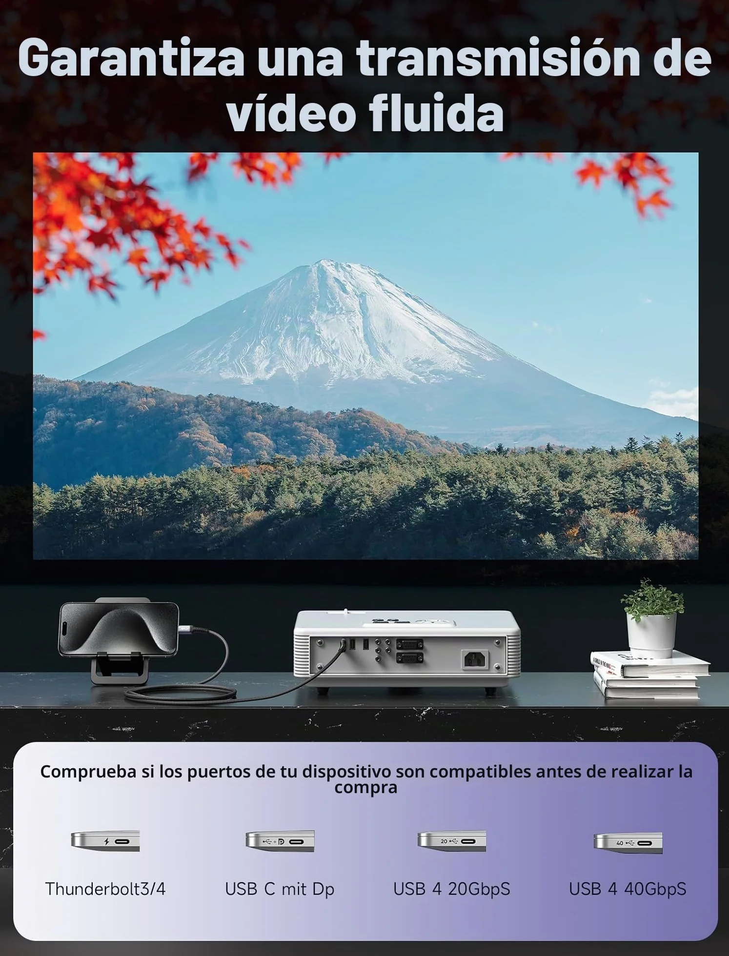 JSAUX Cable USB C a HDMI 2 Metros, Tipo C a HDMI 4K@60Hz compatible con 4K@30Hz para Thunderbolt 3, iPhone 17/16 Pro, MacBook Pro/Air, iPad Pro, Galaxy S25/S24/S10/S9, Surface Book -Gris