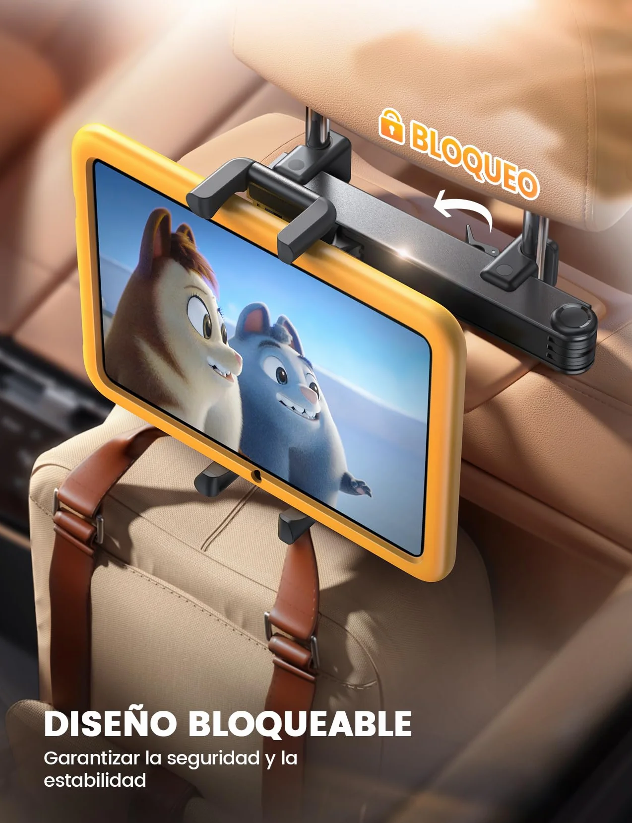 Lamicall Soporte Tablet Coche - [Plegable Clip Silicona Ancho] [Brazo Metálico] Soporte Tablet Reposacabezas Plegable, 360° Rotación, para iPad Pro, Air, Mini 6 5 4 3, Tab, Otros 6,1-13" Dispositivo