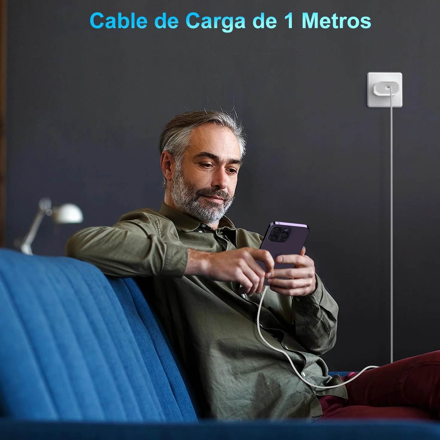 Cargador Carga Rápida 25W USB-C para iPhone 14/13/12/11/Pro MAX Plus Mini SE XR X XS, Cable Lightning 1m Certificado Apple MFi