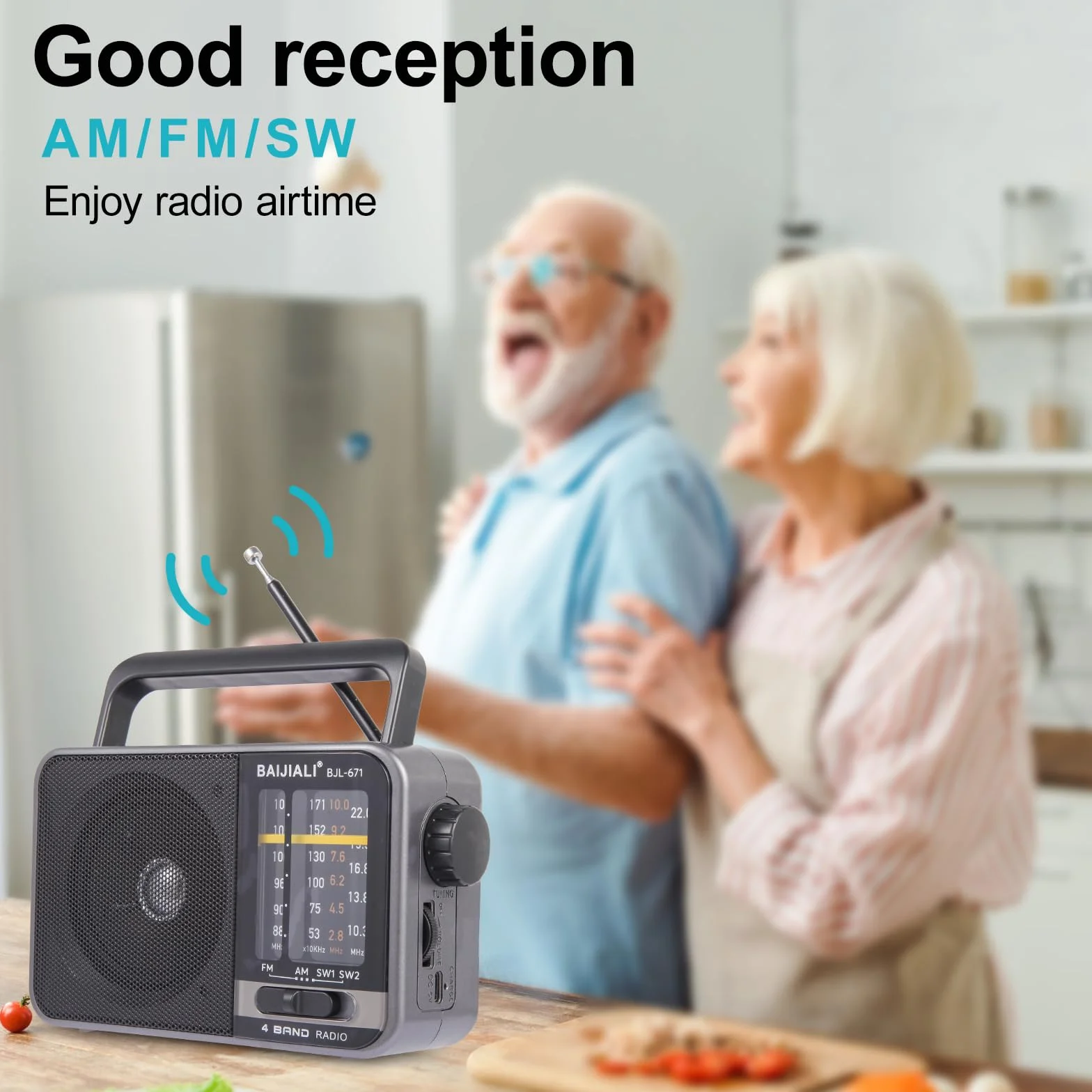 Radio Portátil Am/FM Recargable por USB-C, Altavoz Potente - Pequeña Radio de Emergencia para Interior, Exterior, Viajes y Tormentas (Modelo BJL-671)
