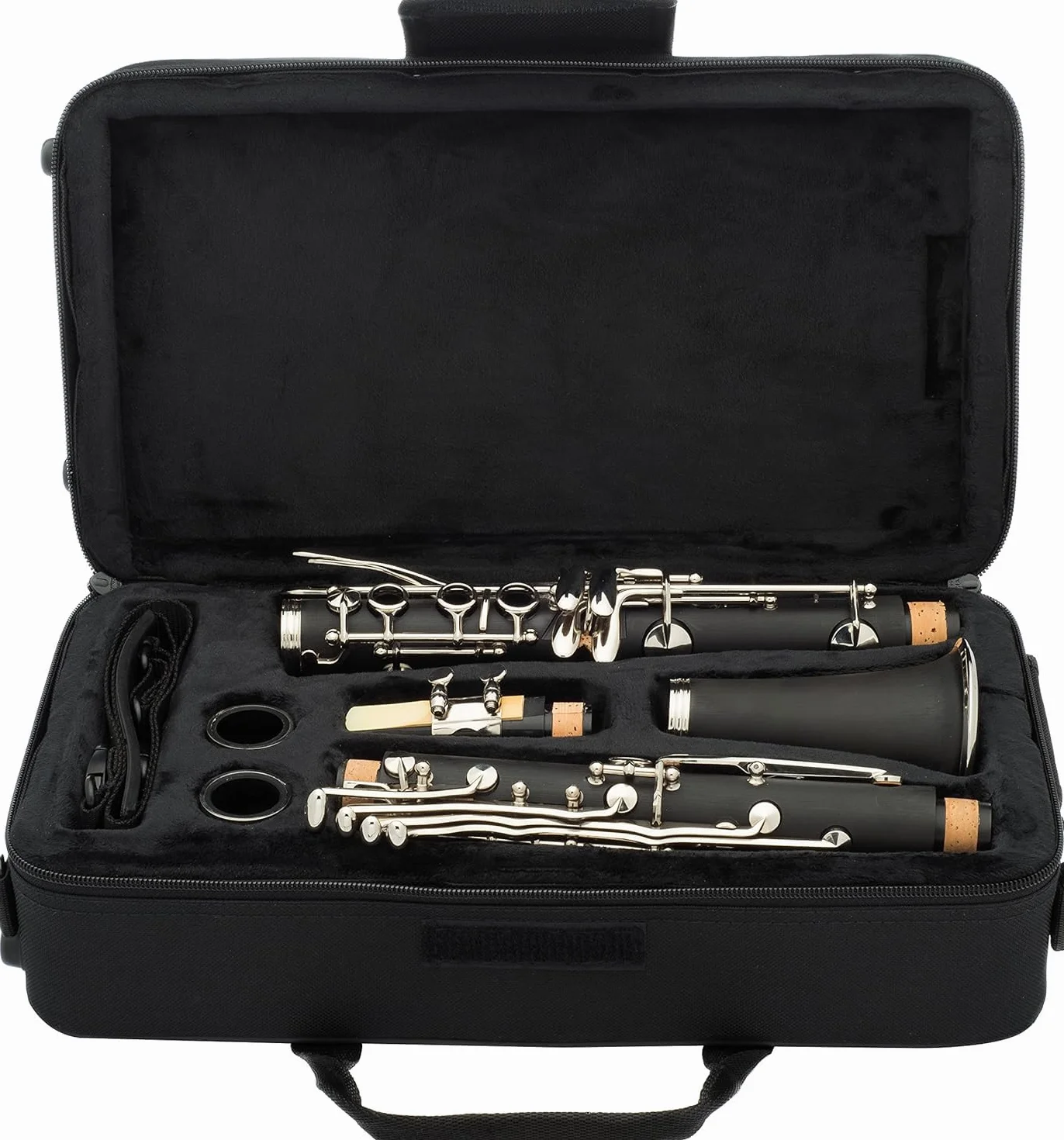 Clarinete B Flat 17 Llaves, Clarinete Profesional de Bb para Principiantes en Niquelada, con Estuche Rígido Kit de Limpieza, Instrumentos de Viento