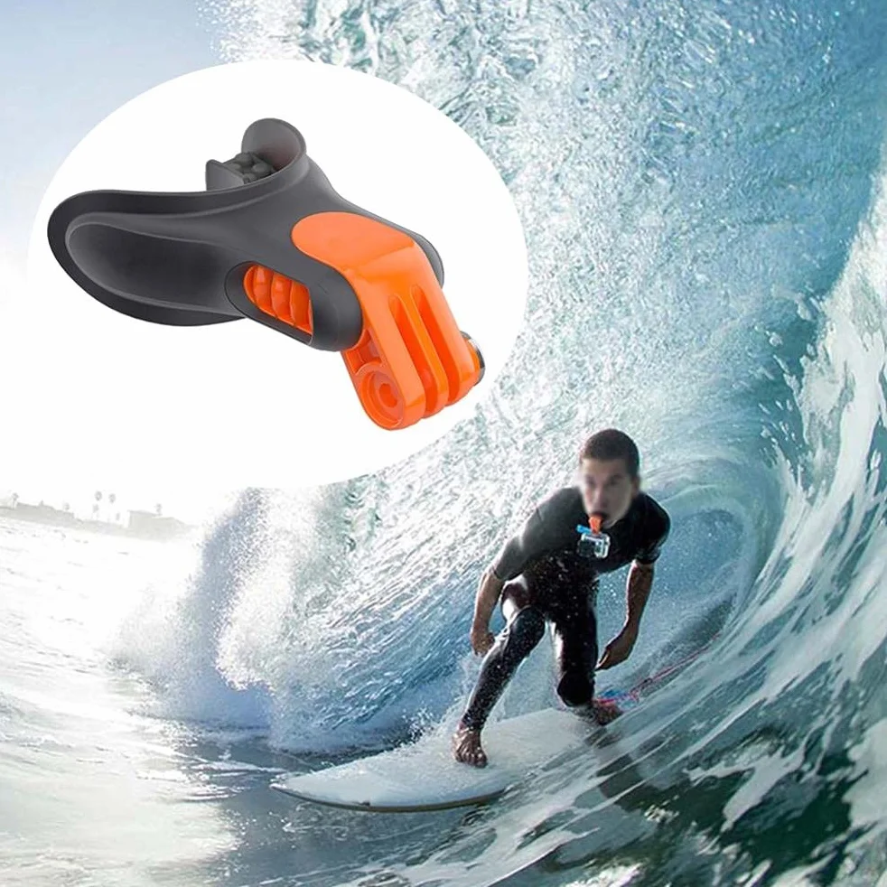 Boquilla de mordida de Surf, Soporte de Boca para Hero 7, 6, 5, Accesorios para cámara de Snowboard y Surf Submarino, Conector portátil, Boquilla de sujeción para Patinaje y Surf
