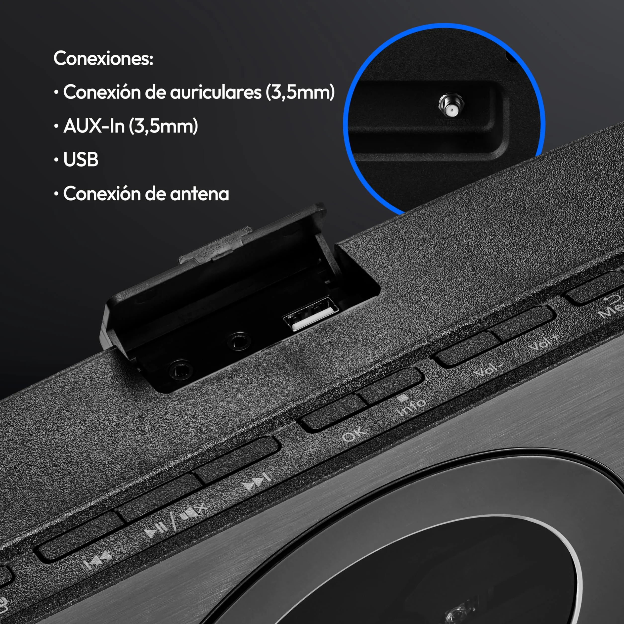 MEDION P66348 Sistema estéreo con Reproductor de CD (Radio por Internet, Dab+, Spotify Connect, Mini Sistema Compacto Vertical, Radio PLL FM, MP3, USB, Bluetooth, WLAN)