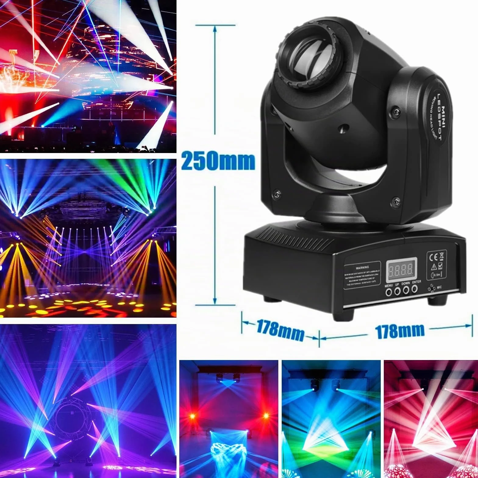 HOLDLAMP Cabeza Móvil LED Spot Beam Discoteca 30W dmx512 RGB Luz del Partido la Iluminación del Escenario con 8 Patrones de Efecto de Luz para Bar Fiesta Navideña Halloween - 1 PC