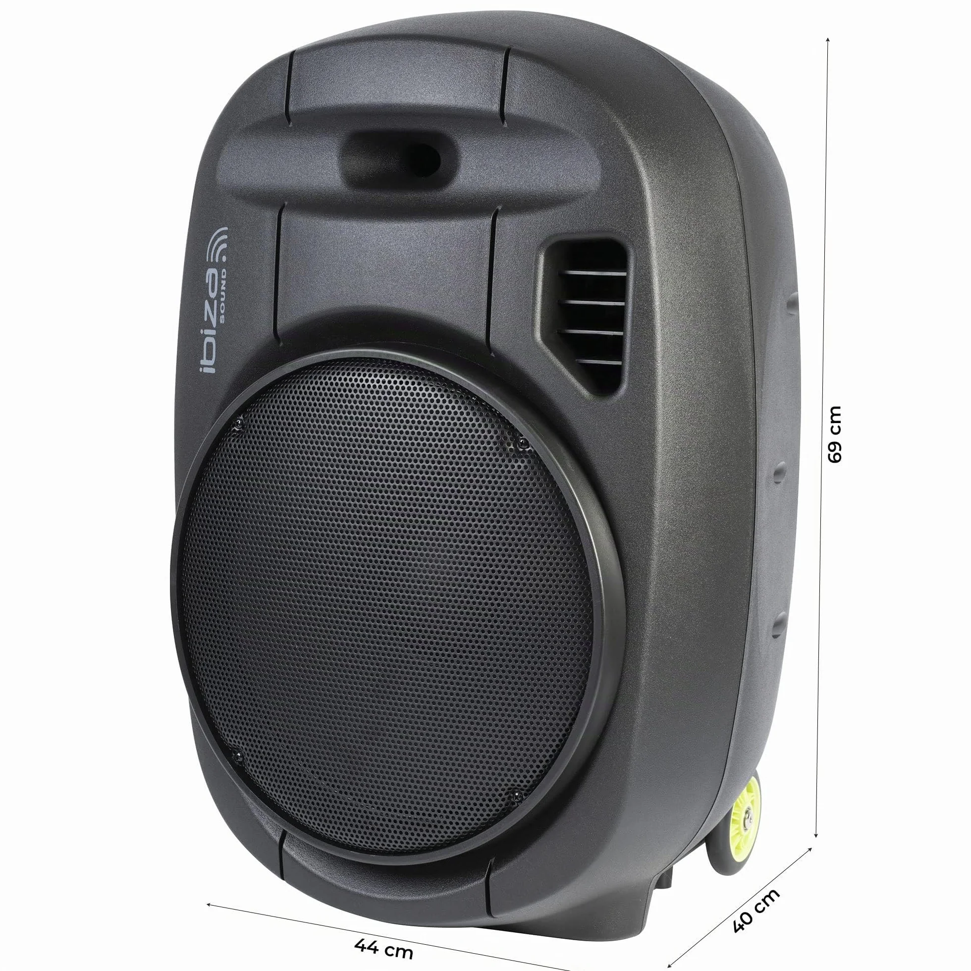Ibiza - PORT15VHF-MKII-TWS - Altavoz portátil 15"/800W MAX con 2 micrófonos (VHF), Mando a Distancia y Funda Protectora - Bluetooth, USB, SD & TWS - 6 a 8h de autonomía