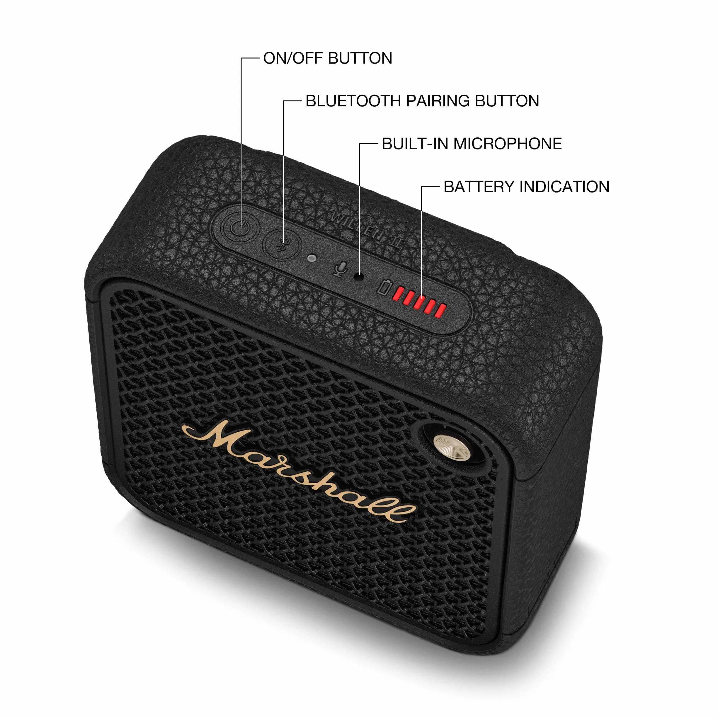 Marshall Willen II Bluetooth Altavoces Inalámbricos IP67 17 Horas Reproducción Carga Rápida Negro Latón