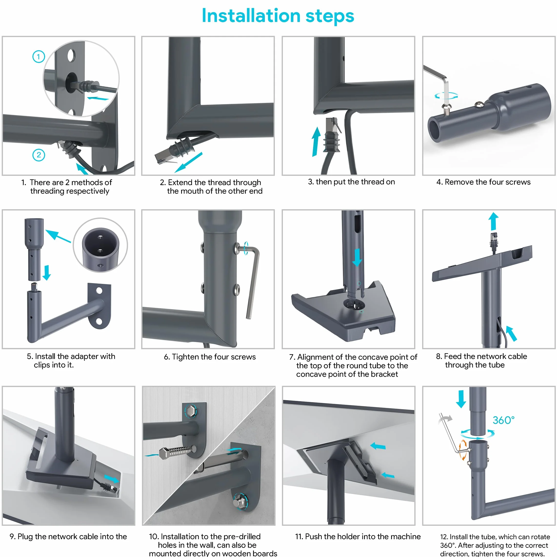 Soporte Starlink Gen 3, soporte de pared Starlink ajustable 360° SURVADV, kit de montaje en poste Star Link V3 con adaptador de tubo Gen 3 compatible con Starlink Standard Dishy y Starlink Mini