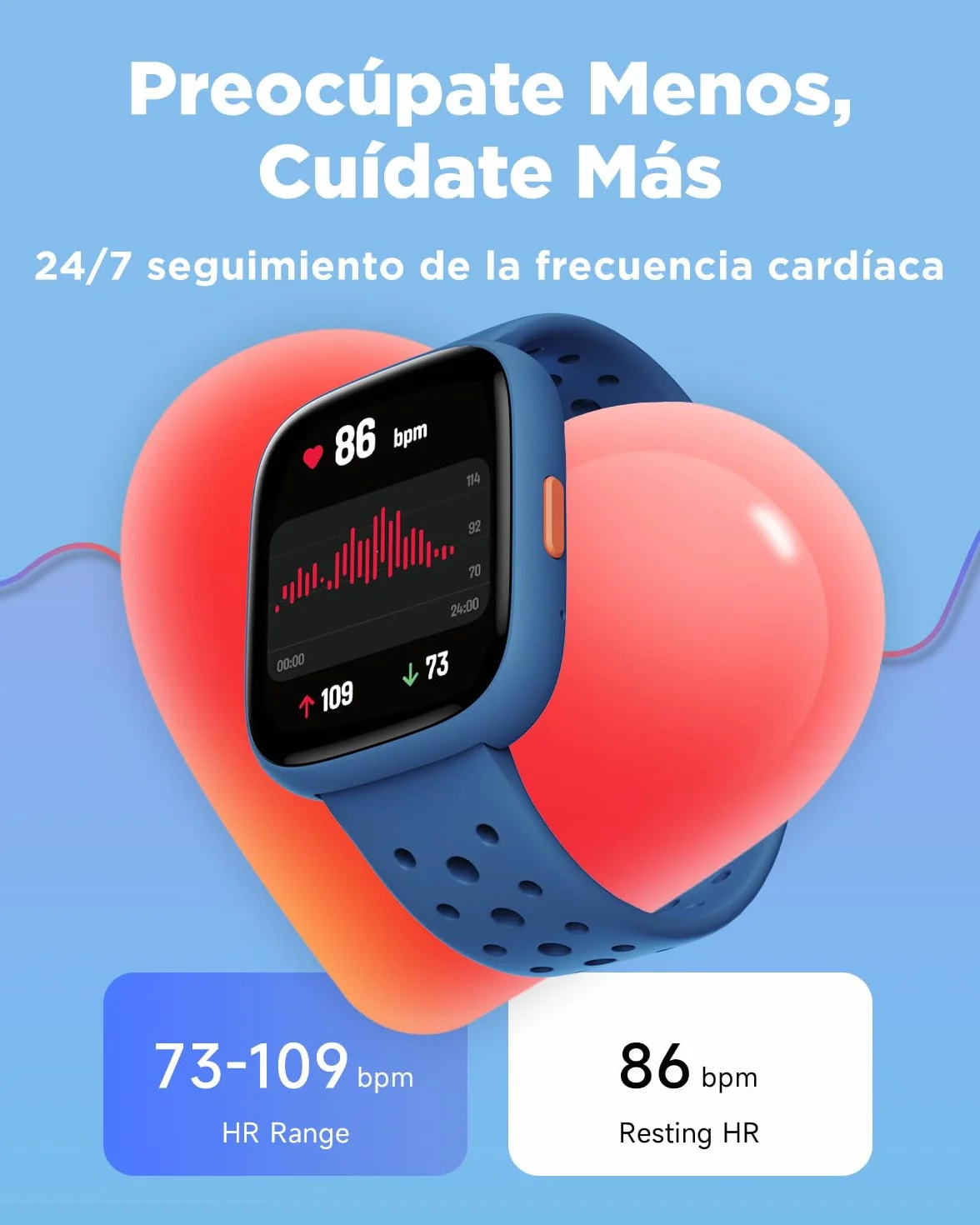 BIGGERFIVE Pulsera Actividad Niños Niñas 5-16, 1,8" Reloj Inteligente Podómetro, Frecuencia Cardíaca, Monitor de Sueño, Resistente al Agua IP68, Despertador, Juegos de Rompecabezas con/sin App, Azul