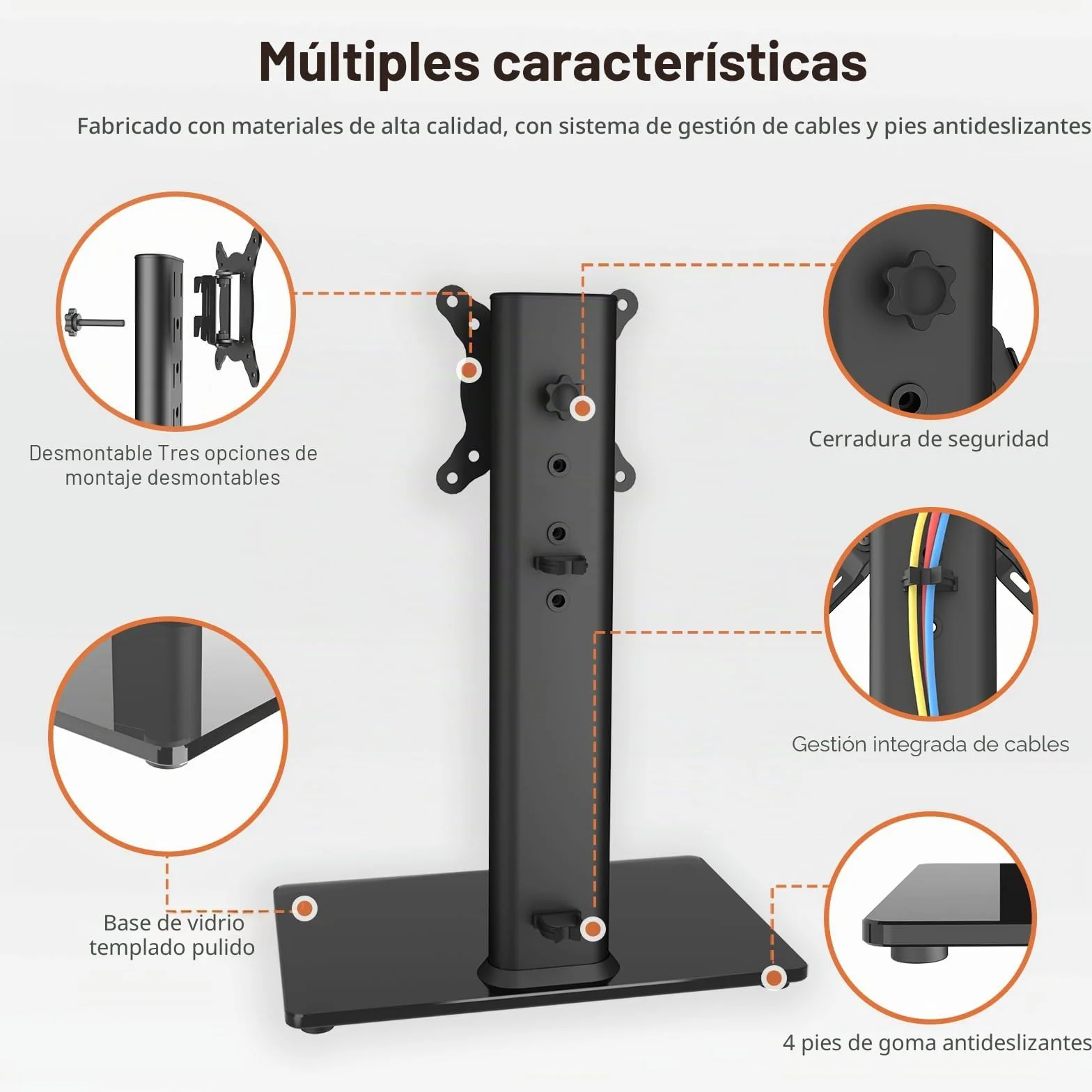 HEMUDU Soporte TV Pie Universal, Pequeño Soporte TV Mesa de 13-32 Pulgadas, Television Pie con Giro de 100°, Altura Ajustable en 4 Niveles, hasta 35 kg, Máx. VESA 100x100 mm HT07B-001P