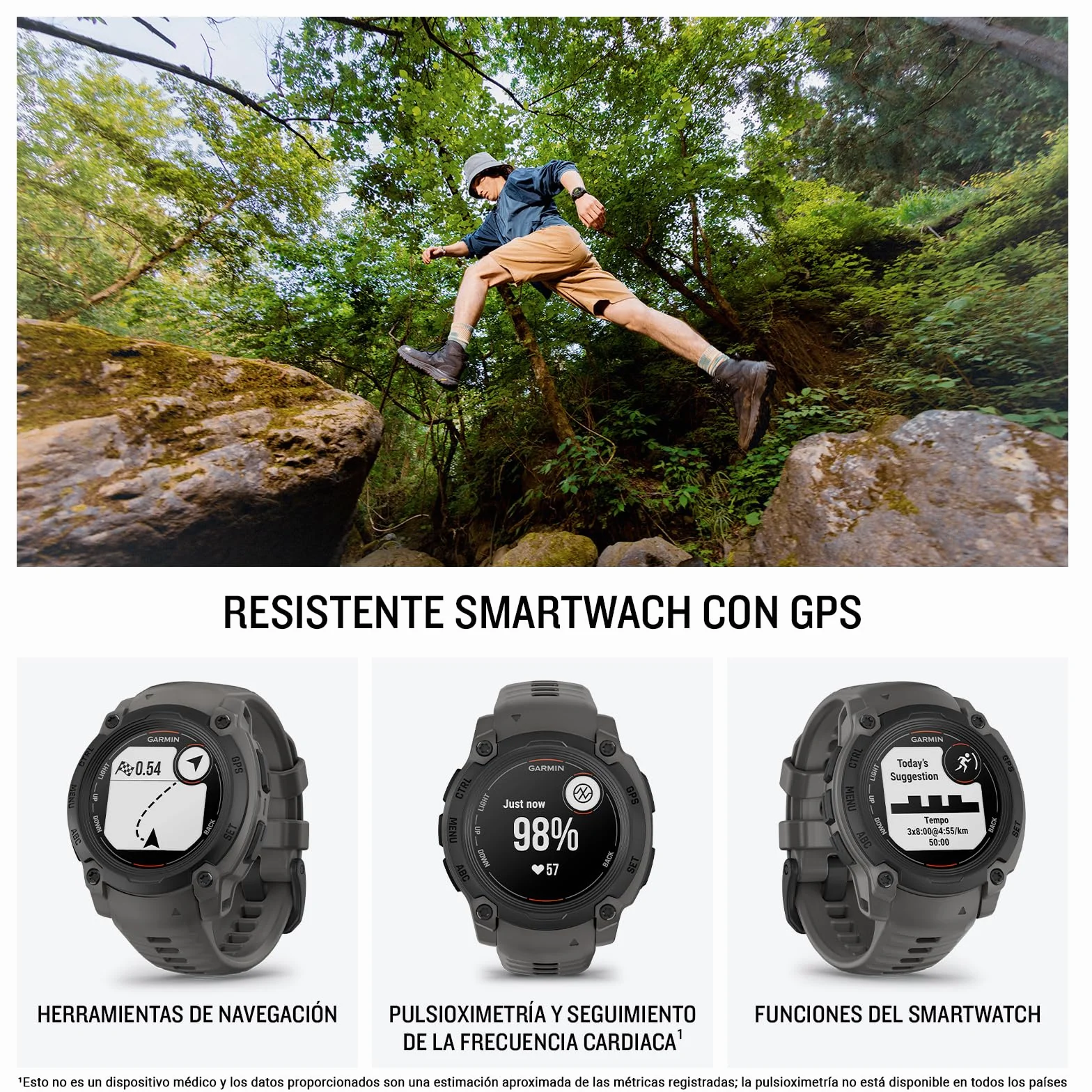 Garmin Instinct E, Reloj Inteligente con GPS, 40 mm, Resistente al Agua, Aplicaciones Deportivas integradas, Monitorización de la Salud, Notificaciones Inteligentes, Negro