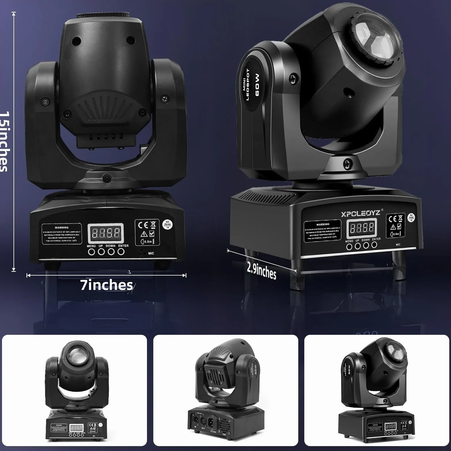 2 unidades de luz de escenario mini de 60W con cabezal móvil LED, luces RGBW para DJ, DMX512, 9/11 canales de control de sonido para discotecas, DJ, fiestas y clubes