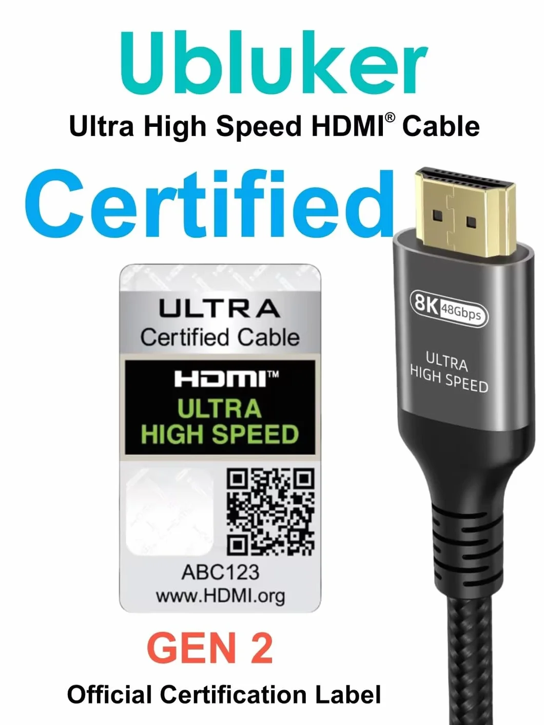 Ubluker Cable HDMI 48Gbps 1.5M Ultra Alta Velocidad 4K 240Hz 144Hz 8K60Hz HDR10+ eARC HDCP2.3