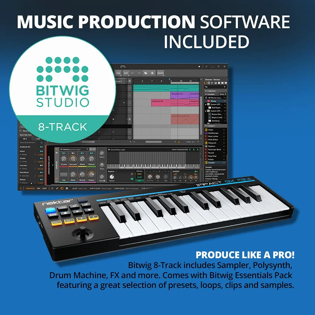 Nektar Impact GX - Teclado controlador MIDI mini USB con integración Nektar DAW