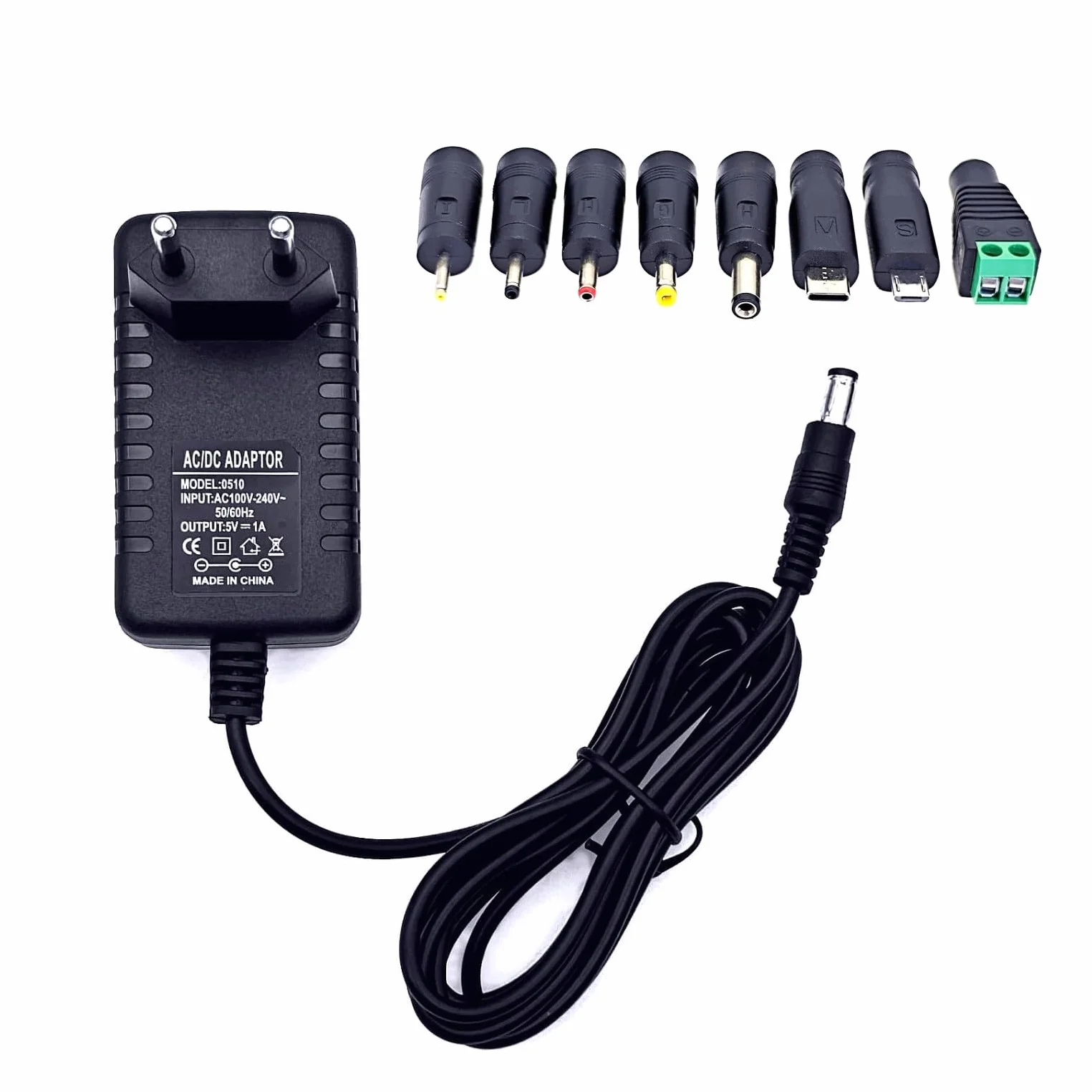 JZK 5V 1A DC Netzteil Adapter mit 8 Stecker DC Stecker AC 100-240V zu 5 Volt 1 Amp 1000mA Netzteil Transformator für 5V LED Streifenluchten Router, Audio, Video