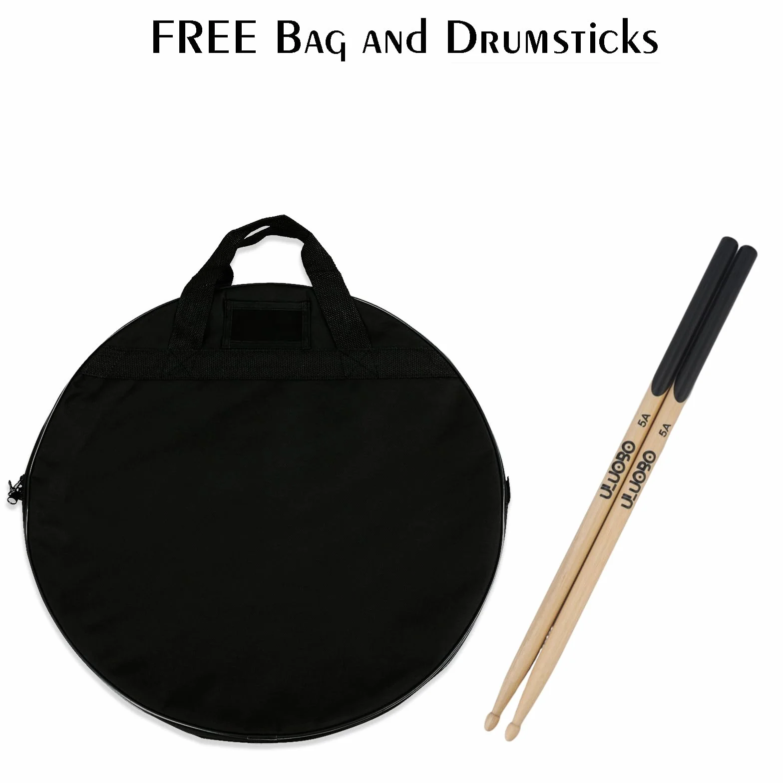 Paquete de platillos de bajo volumen, juego de platillos silenciosos de 14 pulgadas, 16 pulgadas, 18 pulgadas, 20 pulgadas (5 piezas, negro) | Incluye bolsa de platillos gratis
