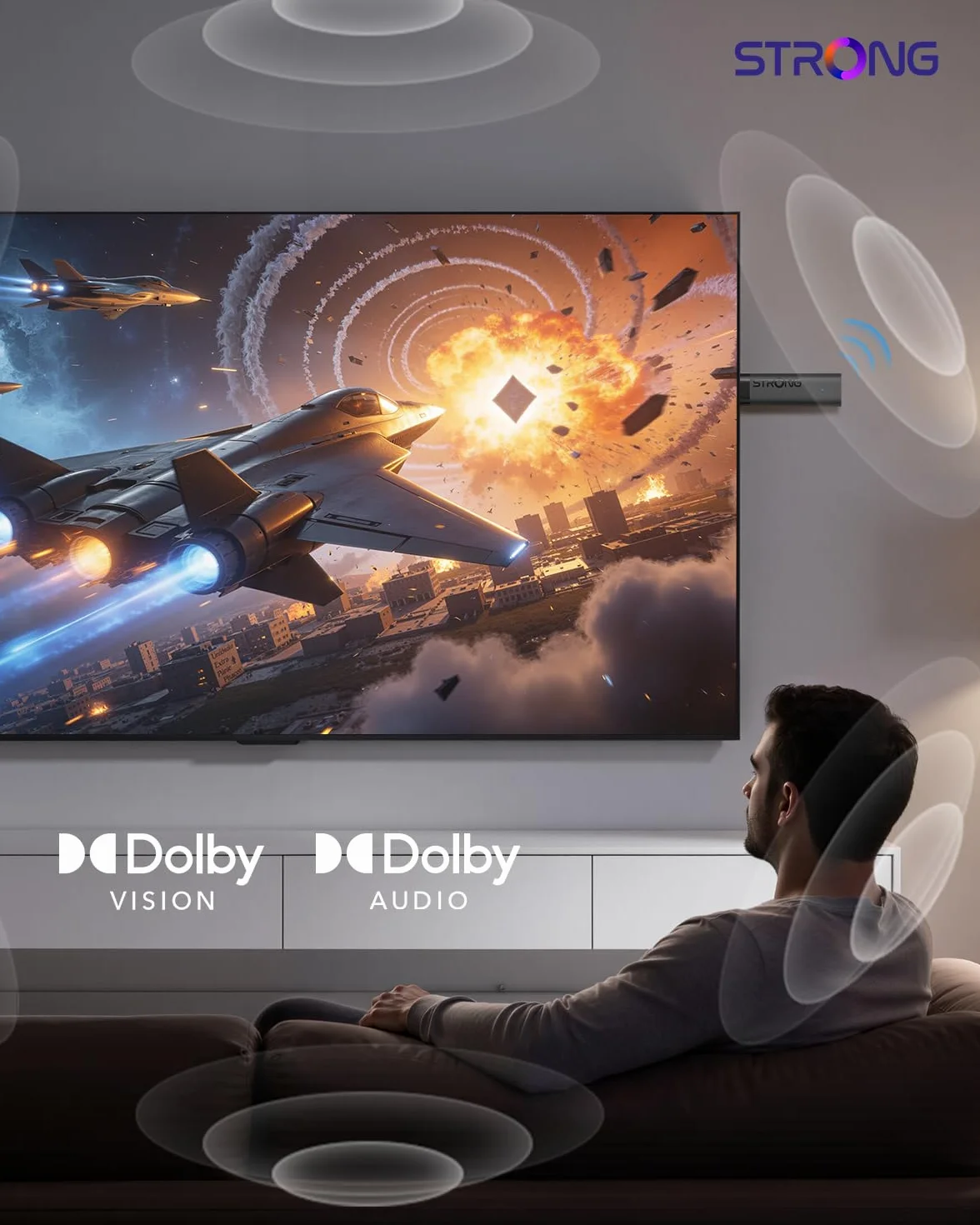 STRONG Leap-Nova-X TV Stick 4K UHD 2GB RAM 32GB Android 14 HDMI 2.1 Wi-Fi 6 Dolby Vision HDR10+