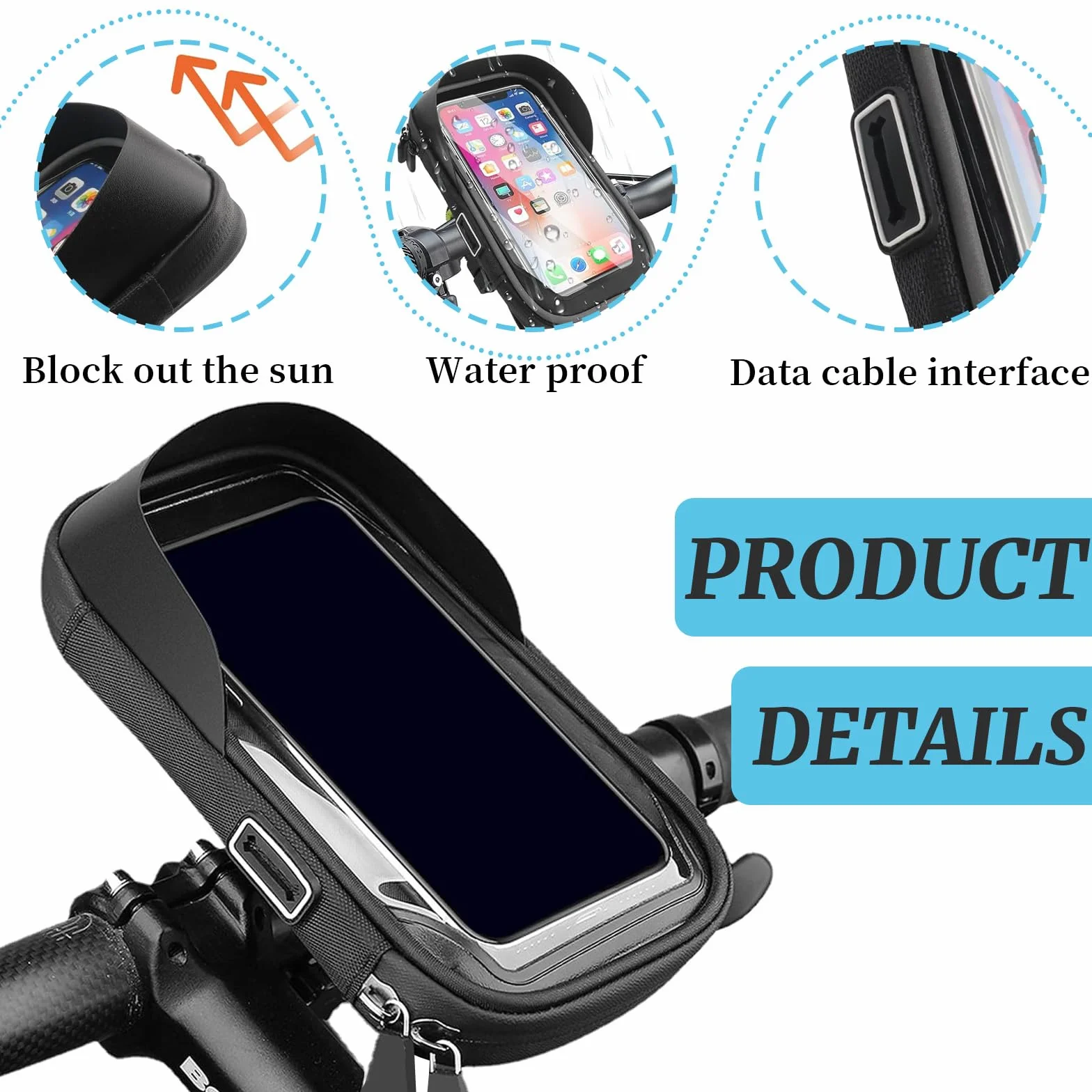 Soporte Móvil Bicicleta Moto Impermeable Cubierta de Lluvia para Teléfono hasta 4.5-6.5 Porta Móvil MTB Bici Ciclismo Rotación 360 °con Ventana para Pantalla Táctil