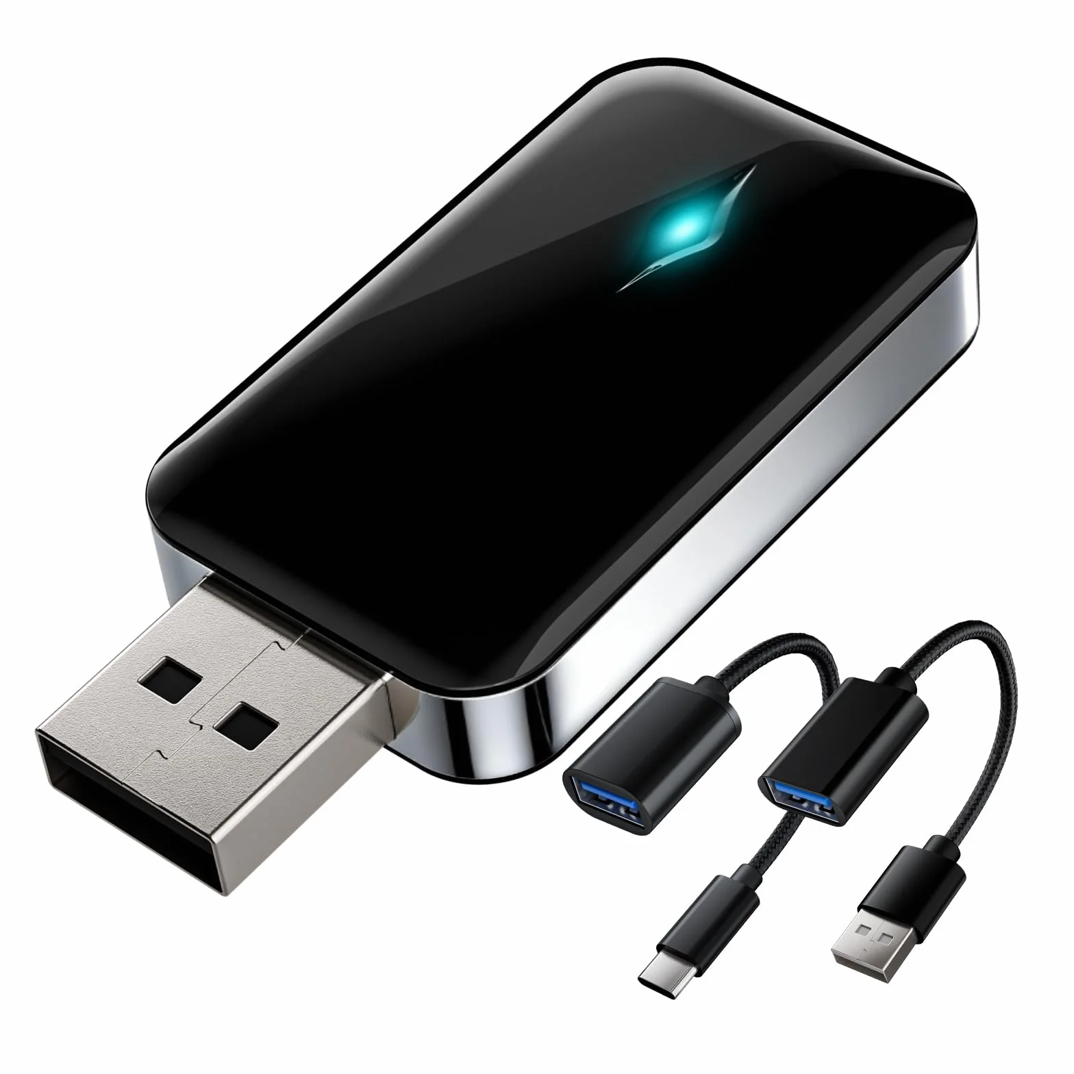 Adaptador inalámbrico para CarPlay, Adaptador Android Auto Inalámbrico de Conexión por Cable a Inalámbrica, Conectar y Usar, Mini y Estable, Compatible con iOS 9+ y Coches con CarPlay por Cable