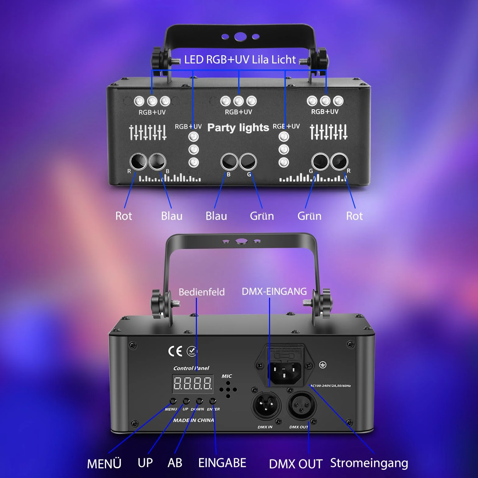 Decolight Party Light, LED RGB Licht DJ Proyector Música Control de música DJ DISCO LICHTER, DMX ALIVERNE EFECTIVO PARA KTV JELLIES FAMILIA CUMBITABLE DE CUMPLEABLES