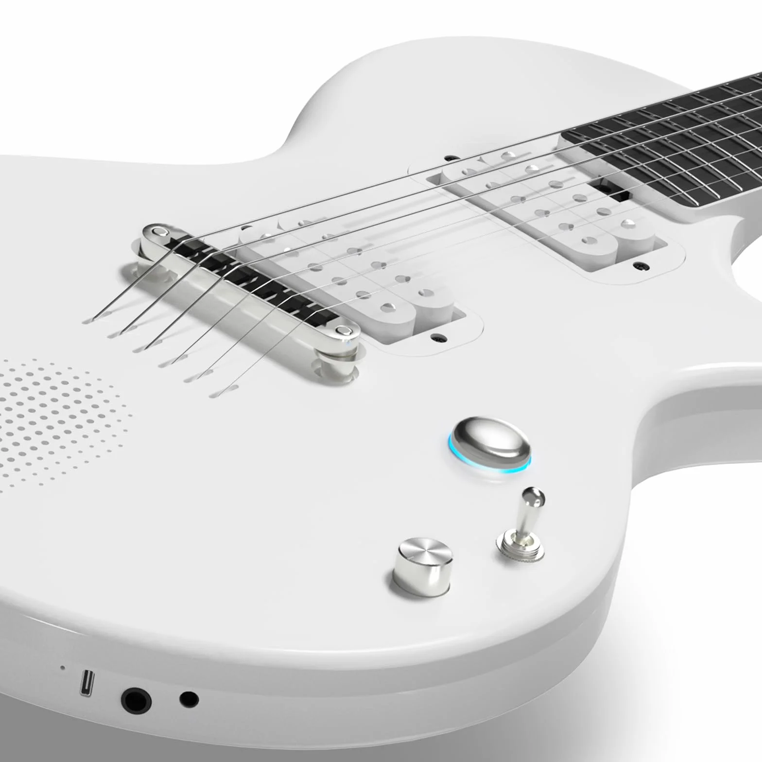 Guitarra Eléctrica Enya Nova-Go Sonic - Guitarra Inteligente de Fibra de Carbono Blanca con Altavoz Inalámbrico de 10 W, Preajustes Integrados, Cable de Carga, Llave de Ajuste y Bolsa de Transporte
