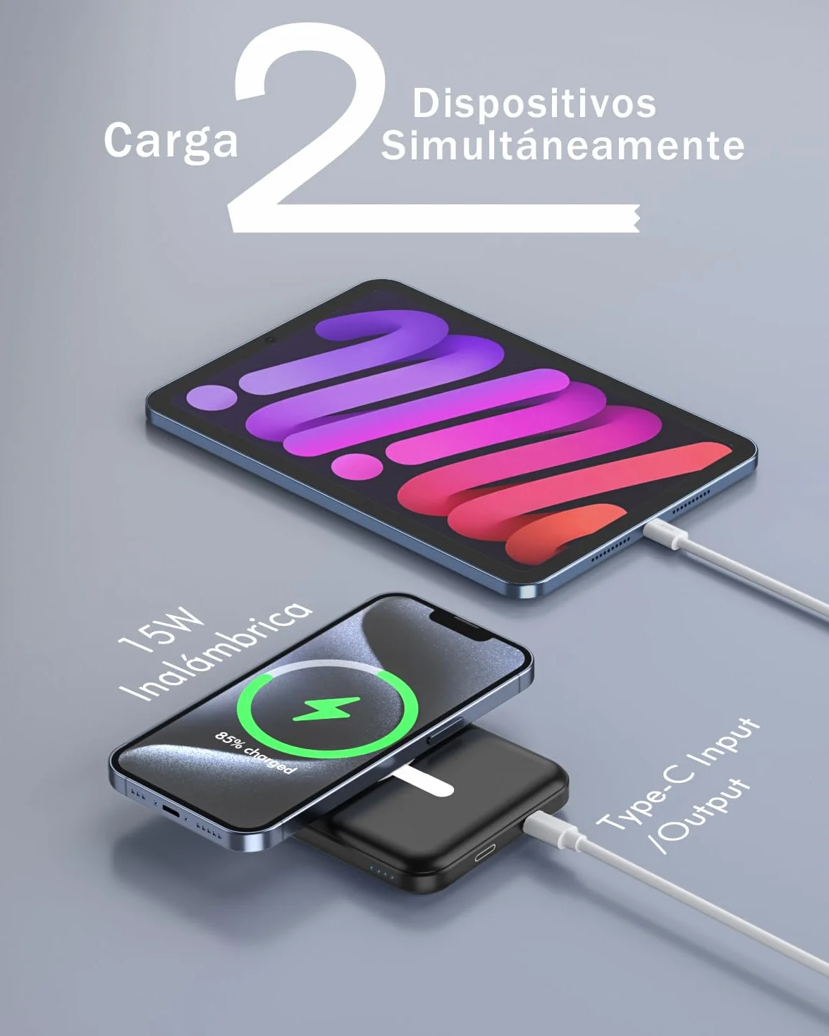 podoru Power Bank for mag-Safe 5000mAh, Power Bank Magnético con USB-C Cable Bateria Portatil Carga Rapida Inalámbrico Bateria Externa iPhone para iPhone 17/16/15/14/13/12 Serie, Negro