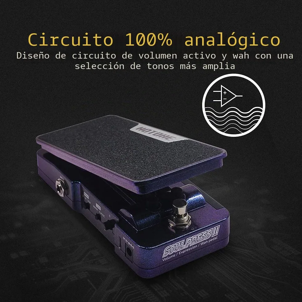 HOTONE Wah Volumen activo Expresión pasiva Pedal de efectos de guitarra conmutable 4 en 1 con pedal de efectos de guitarra visible Soul Press II