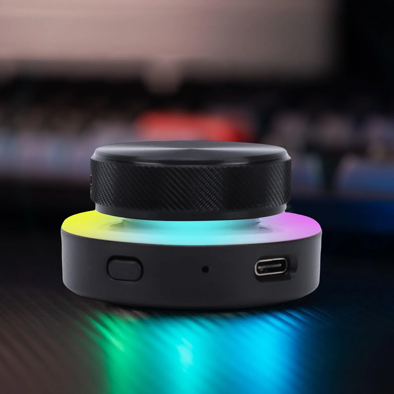 Bewinner Perilla de Control de Volumen Bluetooth, 2.4G BT Conectividad USB C Dial de Control RGB para PC, Computadora Portátil, Tableta, Teléfono, Ajuste de Volumen, Accesos Directos y