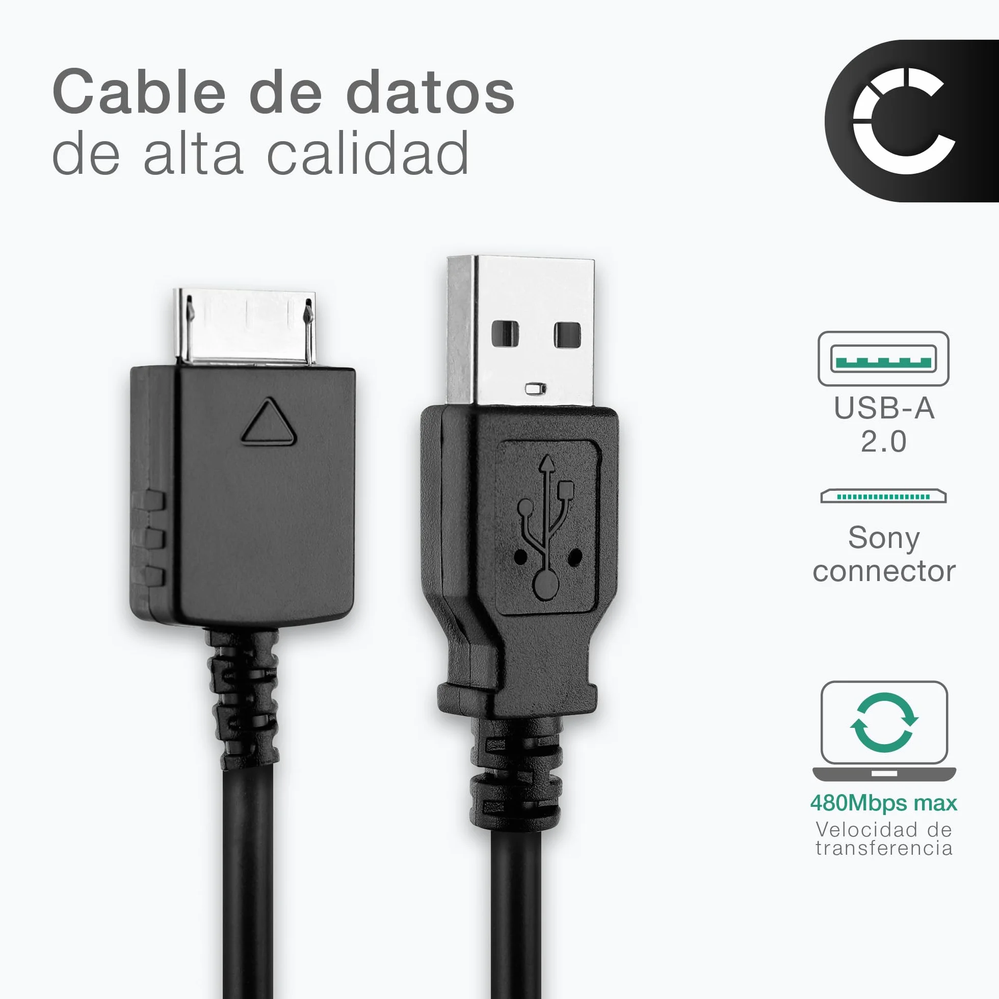 subtel WMC-NW20MU Cable de datos USB 2.0 para reproductor MP3 1m negro compatible con Sony Walkman NW-A55L NWZ-ZX2, NWZ-A15, A10, NWZ-A816, A818 Cable Carga 1A Conector Walkman a USB A