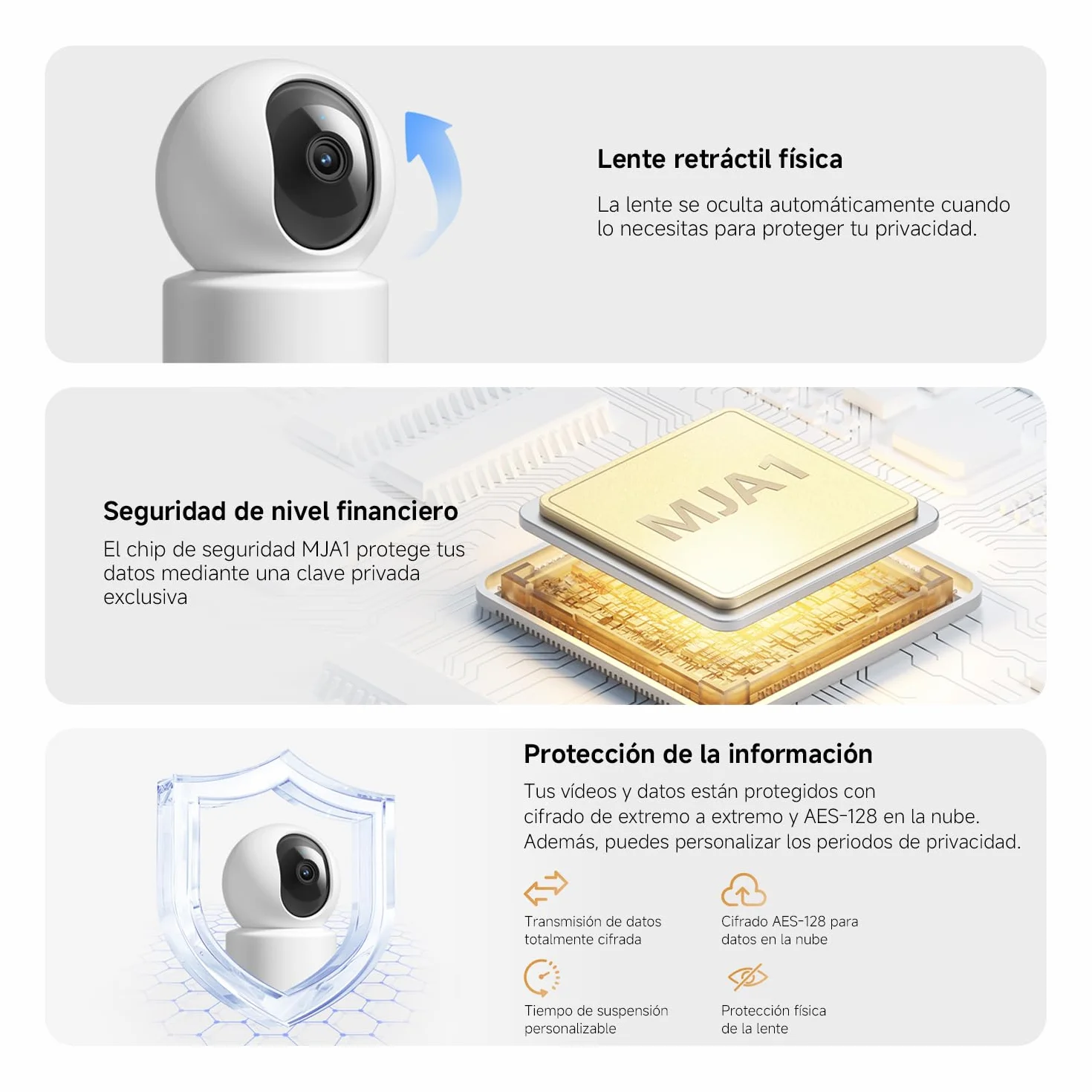 Xiaomi C301 Cámara Vigilancia WiFi Interior 2K 3MP 360° Panorama Detección Personas Audio Bidireccional